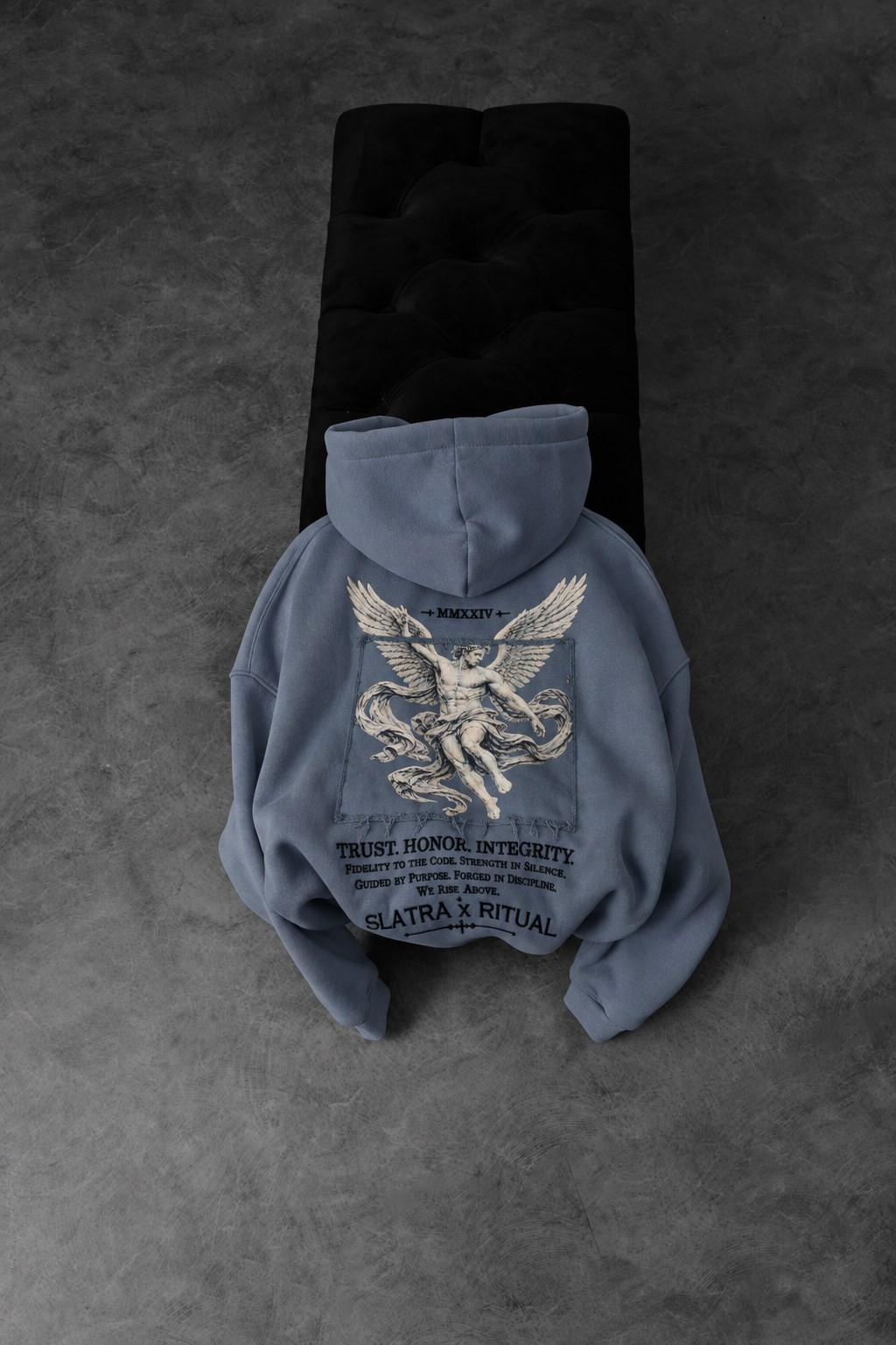 Erkek Açık Mavi Ritual Patch Oversize Hoodie