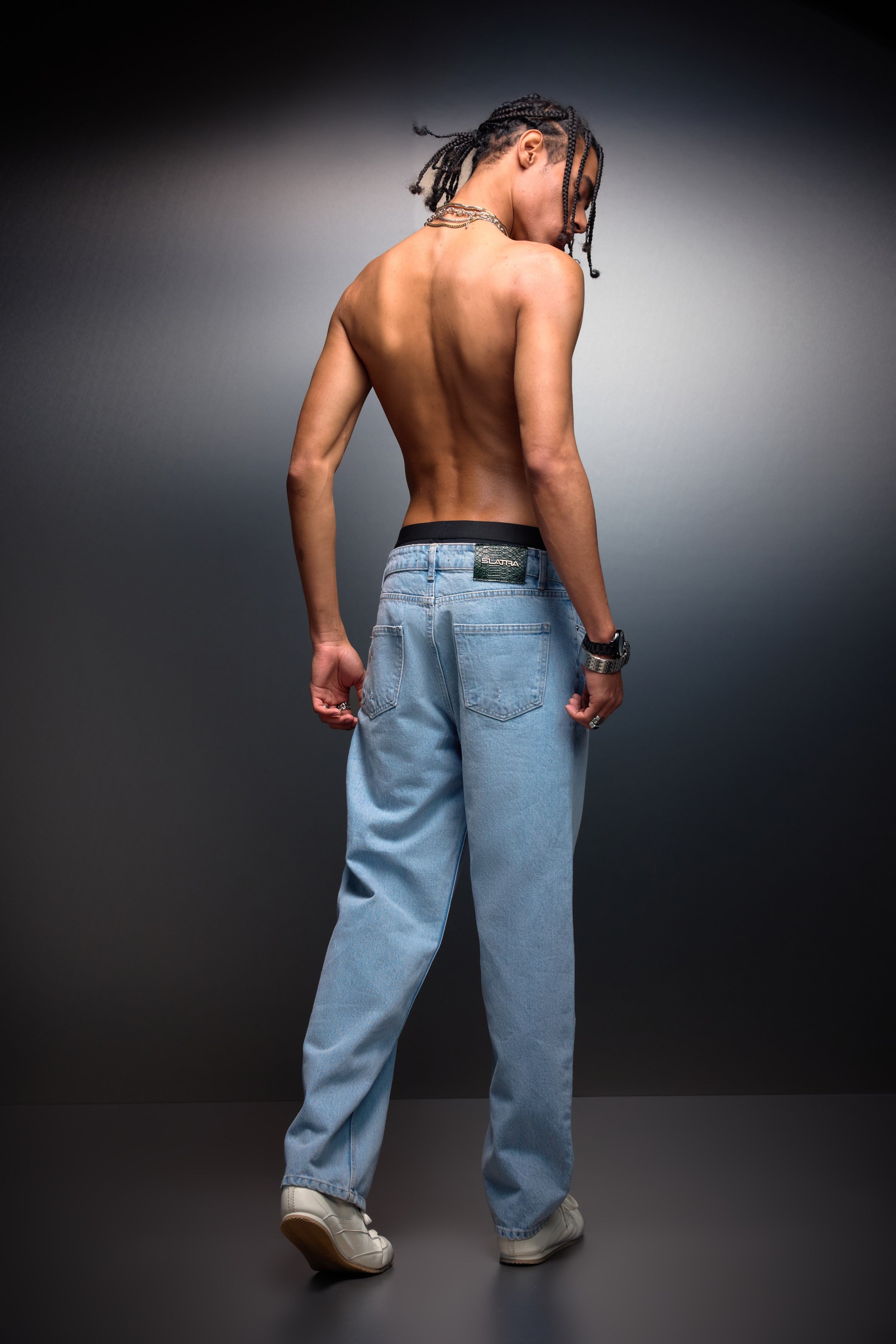 Erkek Açık Mavi Straight Denim Pantolon