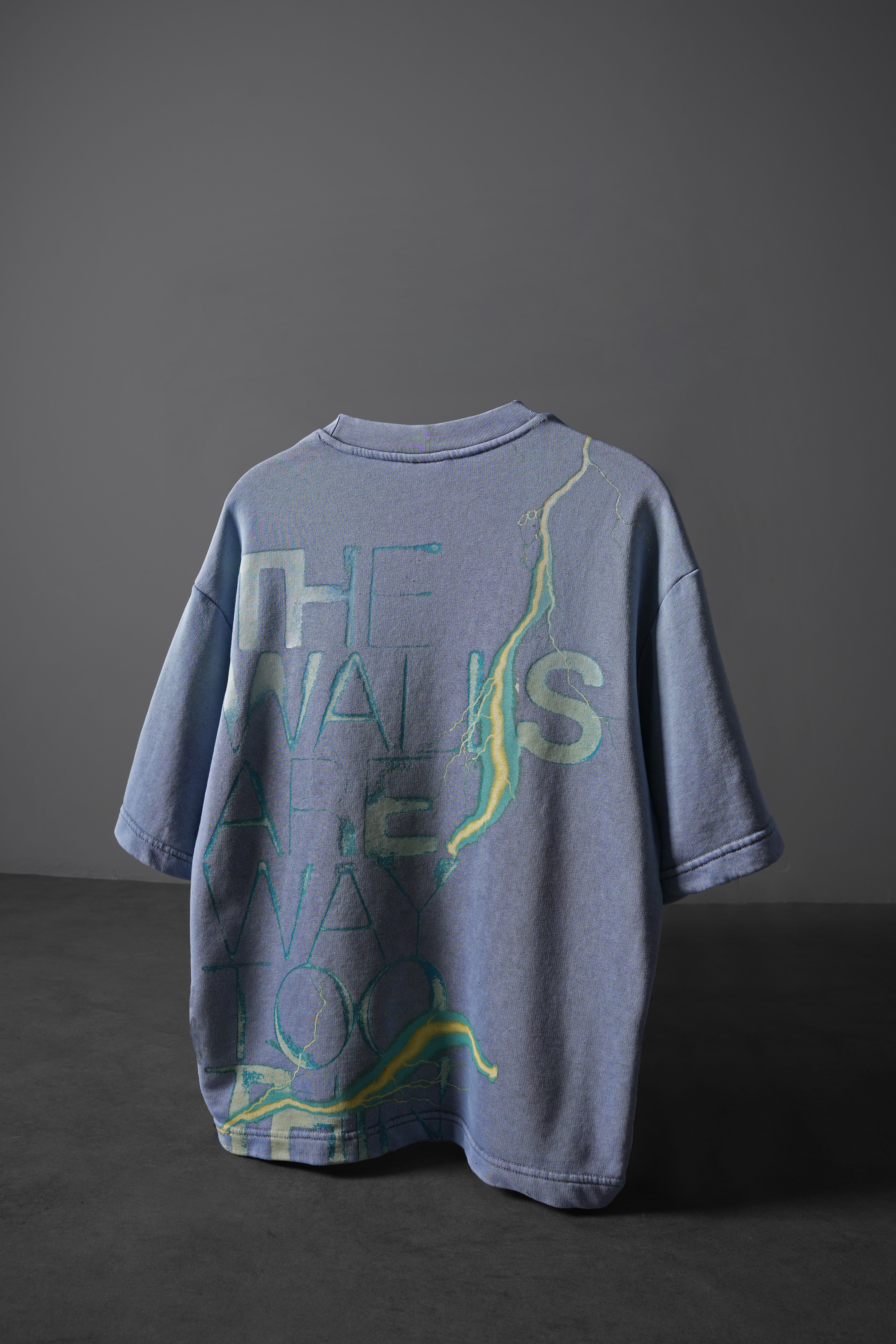 Erkek Açık Mavi The Walls Oversize Yıkama Efektli Tshirt