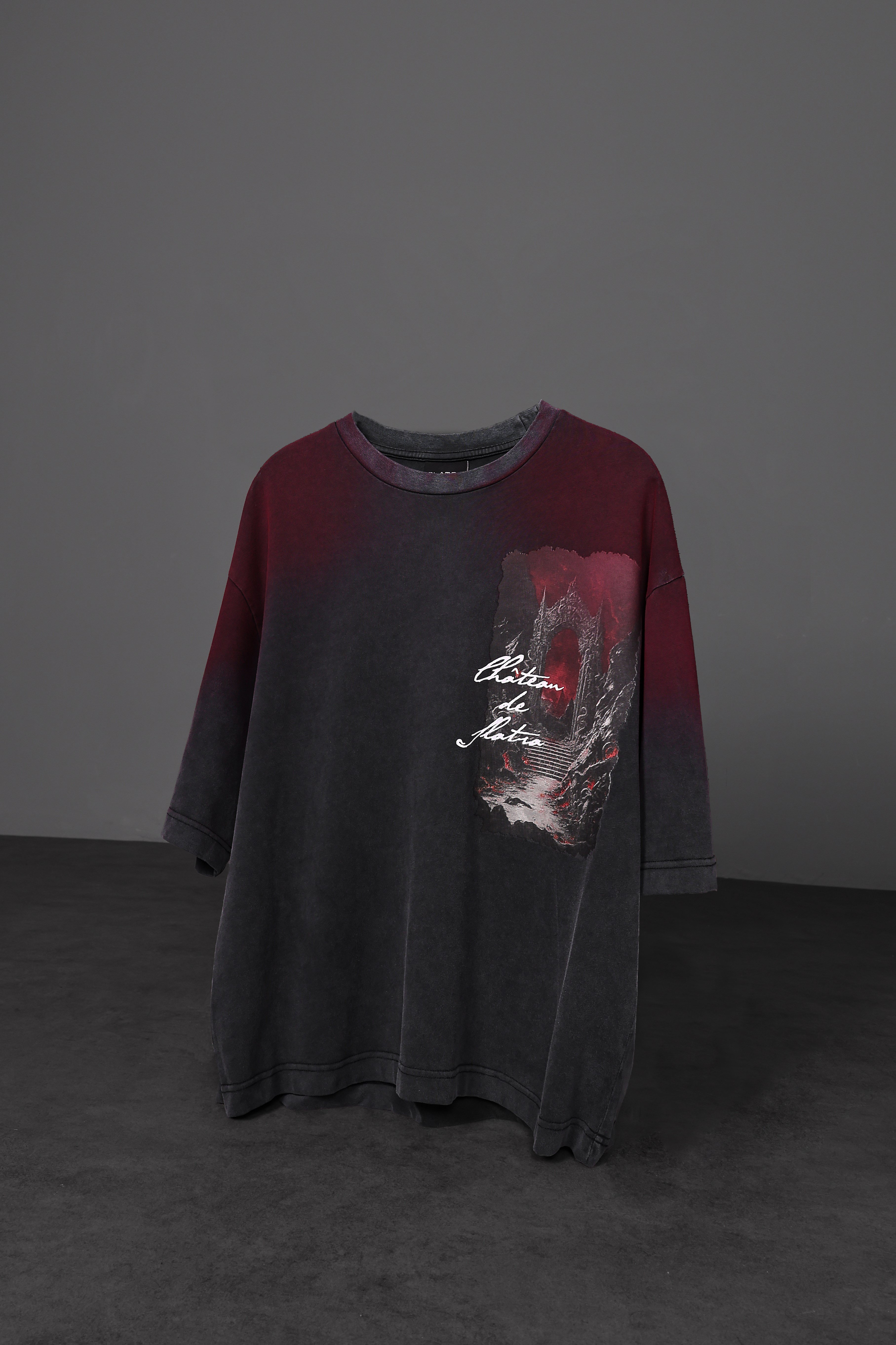 Erkek Antrasit Chateau Oversize Yıkama Efektli Tshirt