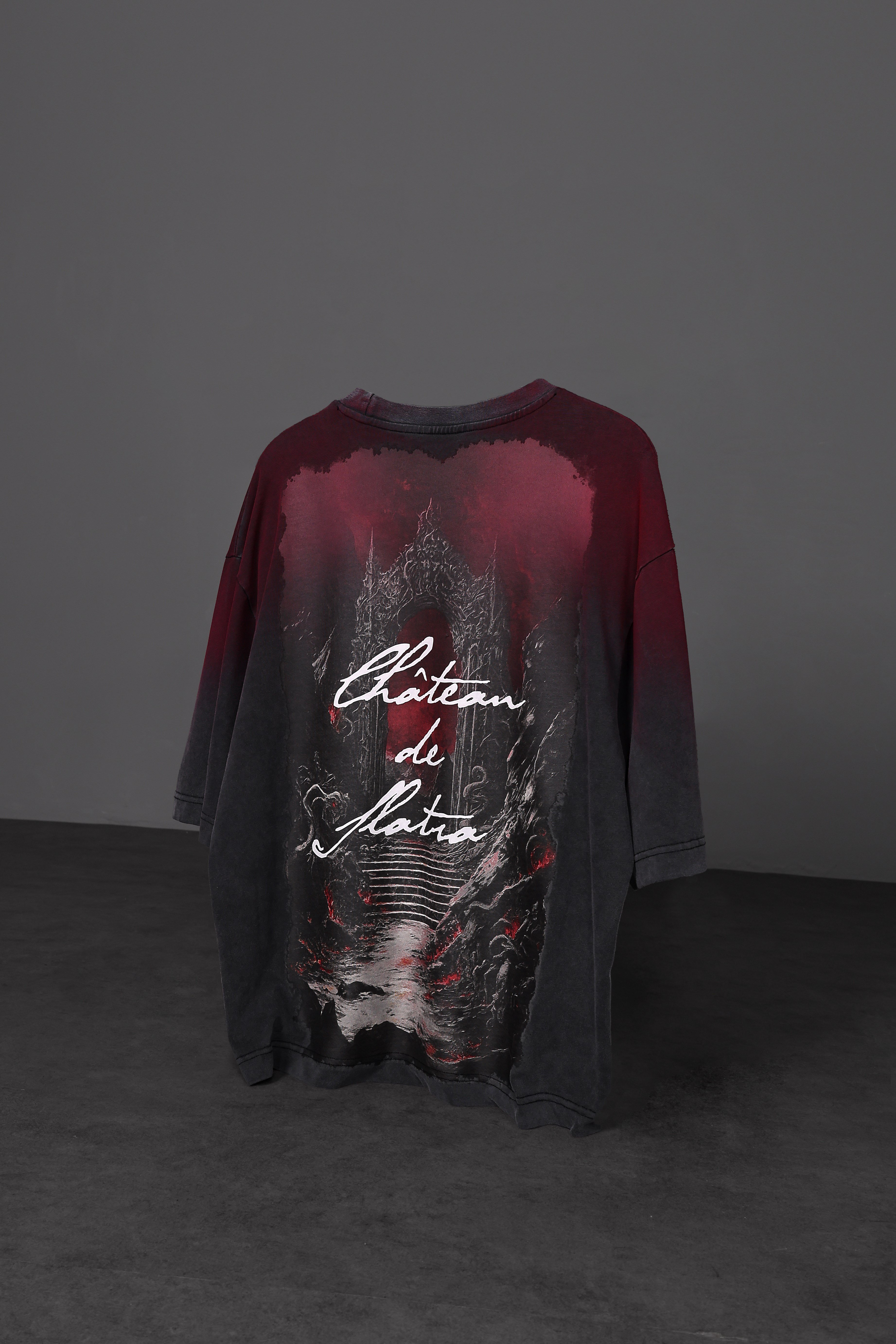 Erkek Antrasit Chateau Oversize Yıkama Efektli Tshirt