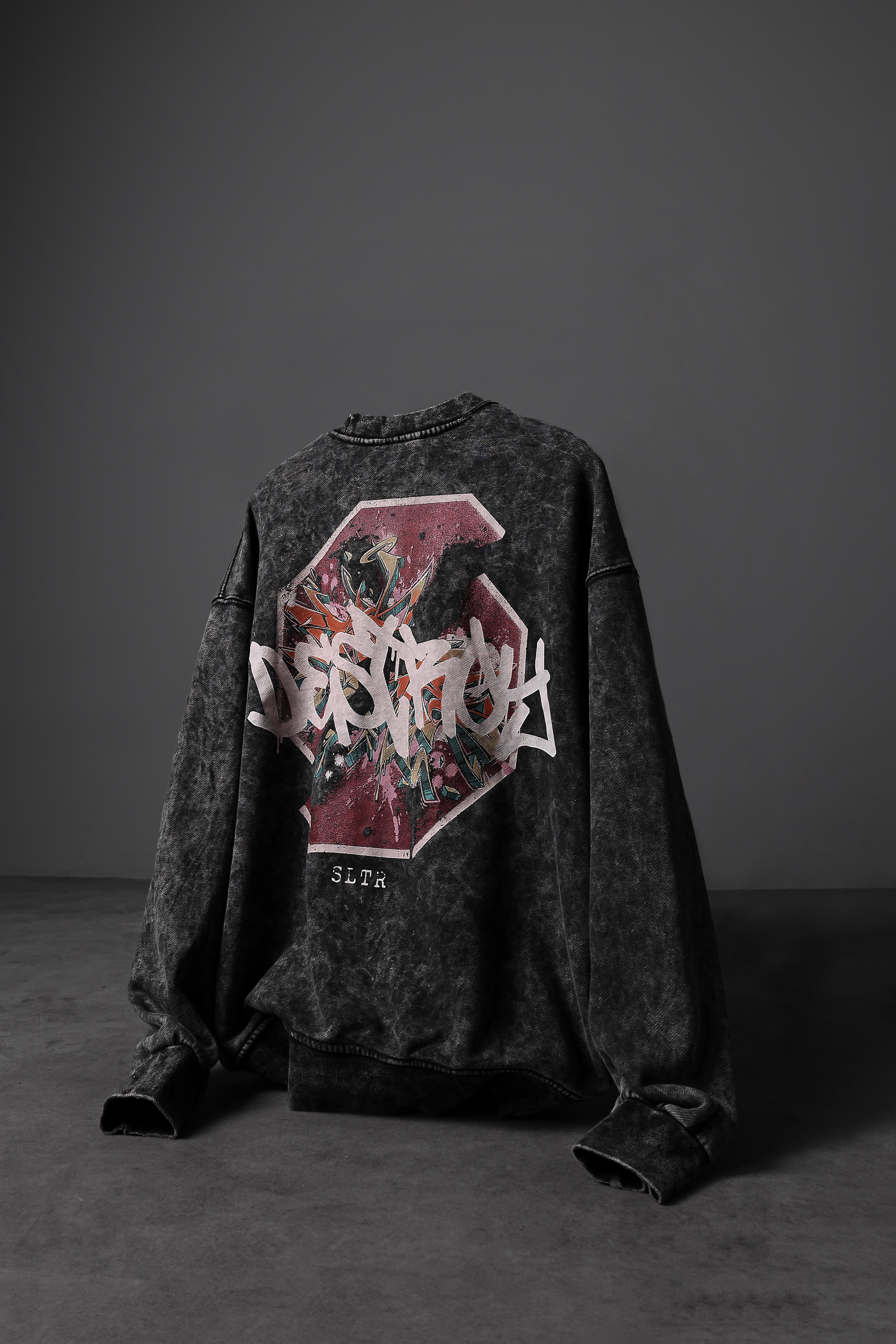 Erkek Antrasit Desire Yıkamalı Bisiklet Yaka Oversize Sweatshirt