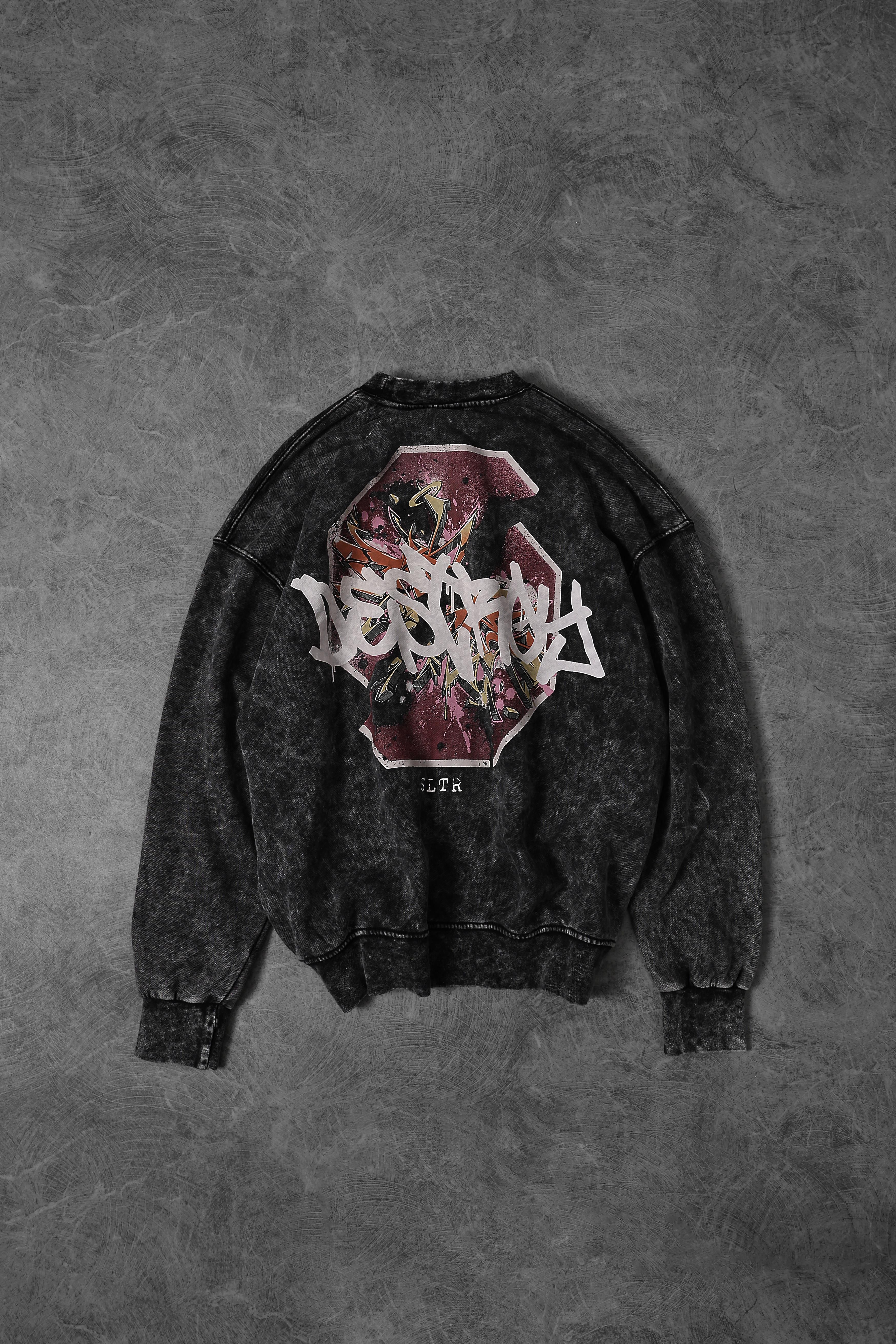 Erkek Antrasit Desire Yıkamalı Bisiklet Yaka Oversize Sweatshirt