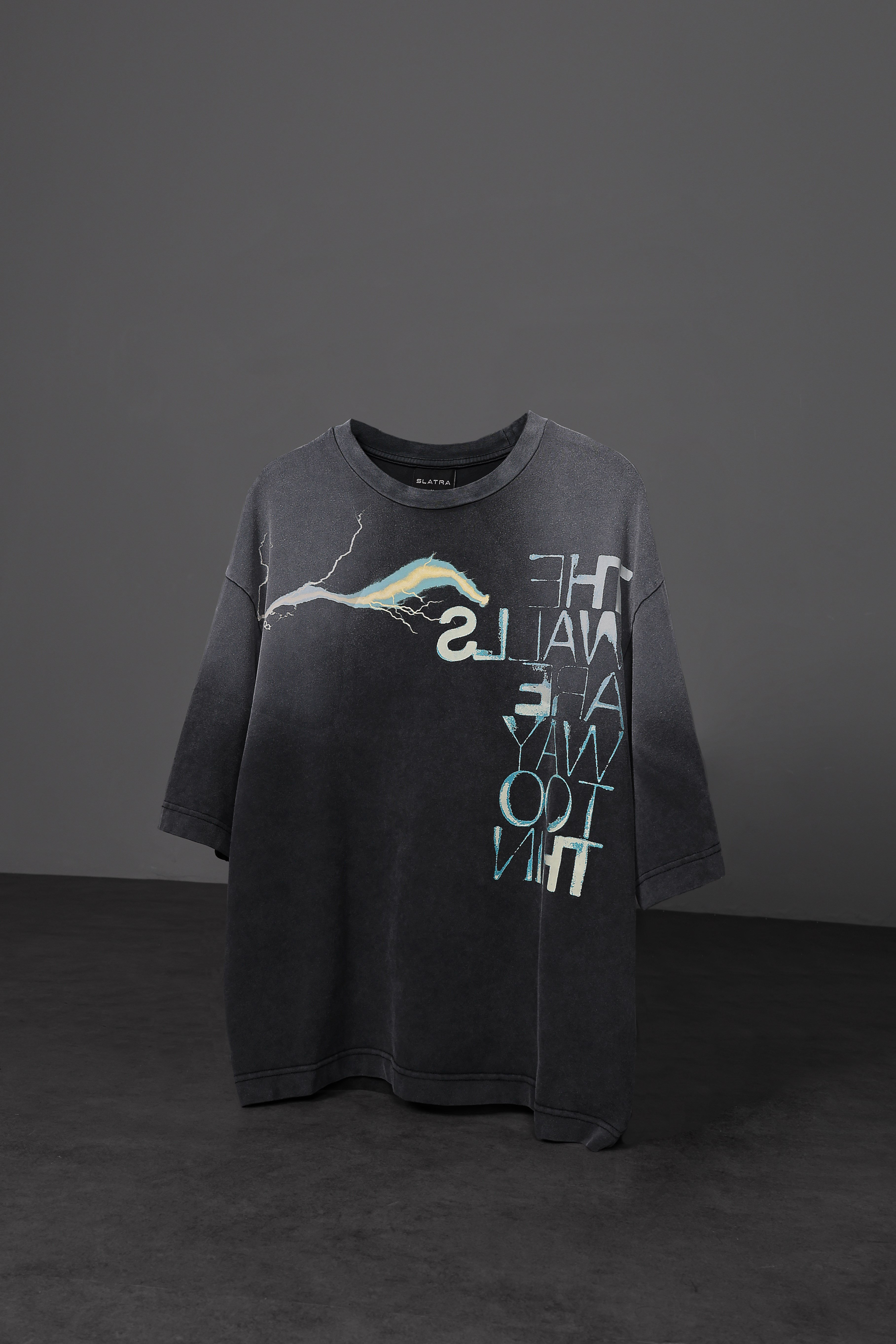 Erkek Antrasit The Walls Oversize Yıkama Efektli Tshirt