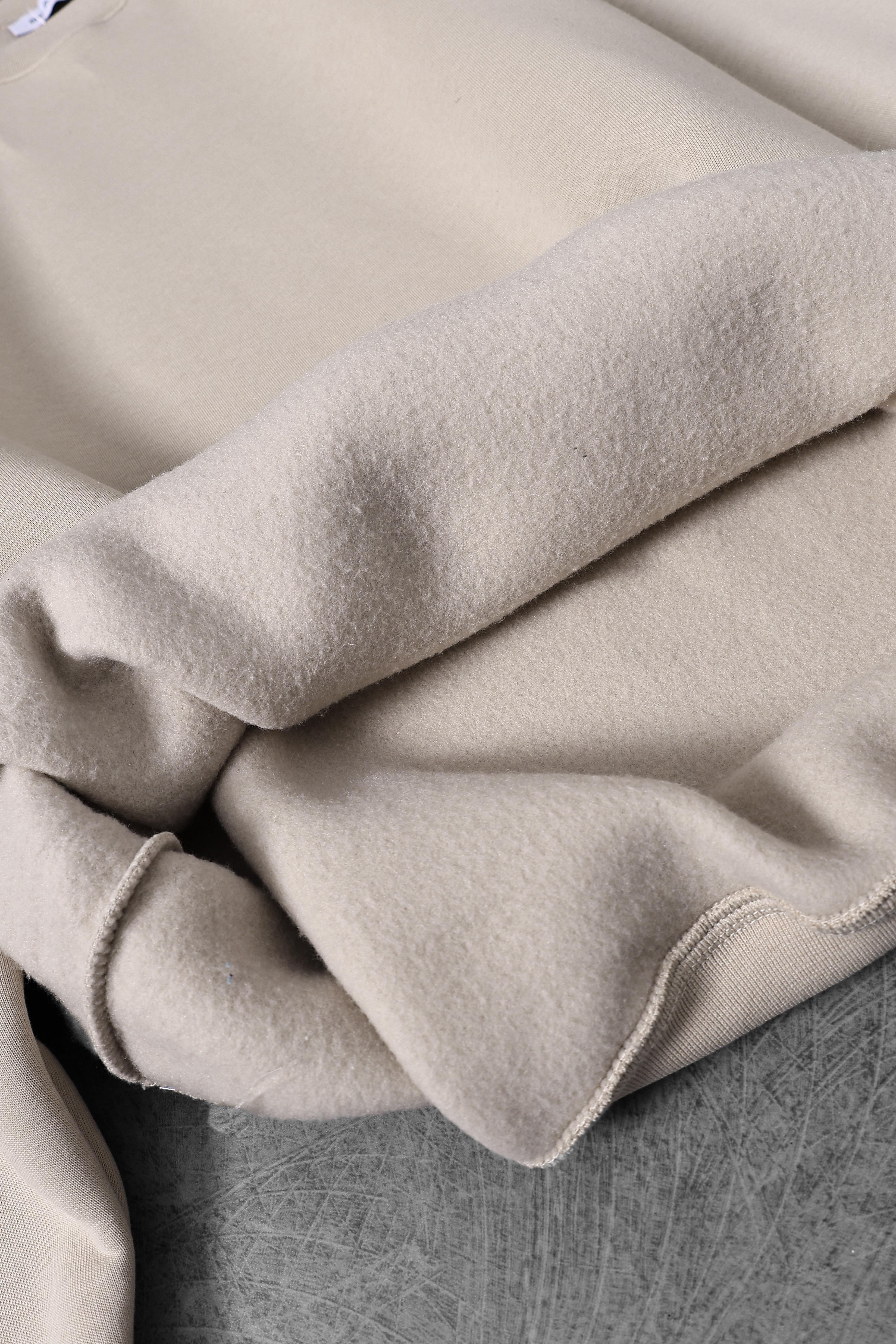 Erkek Bej Basic Bisiklet Yaka Oversize Sweatshirt