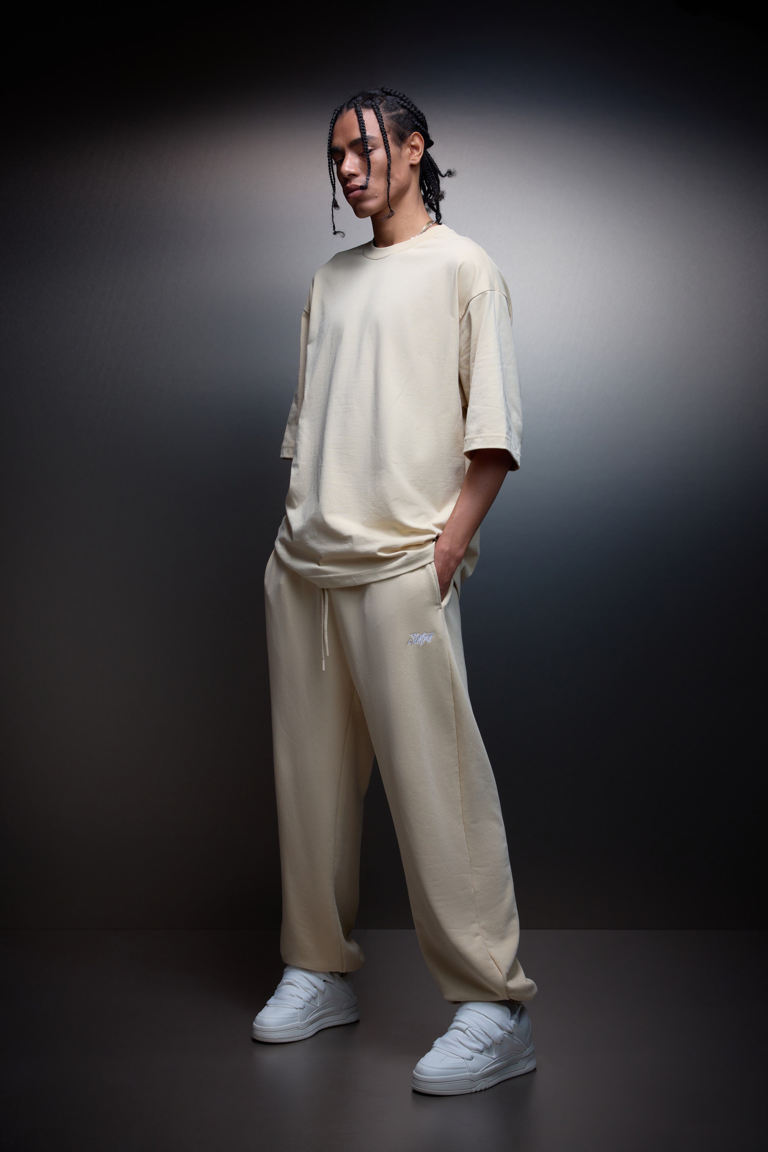 Erkek Bej Basic Jogger Eşofman