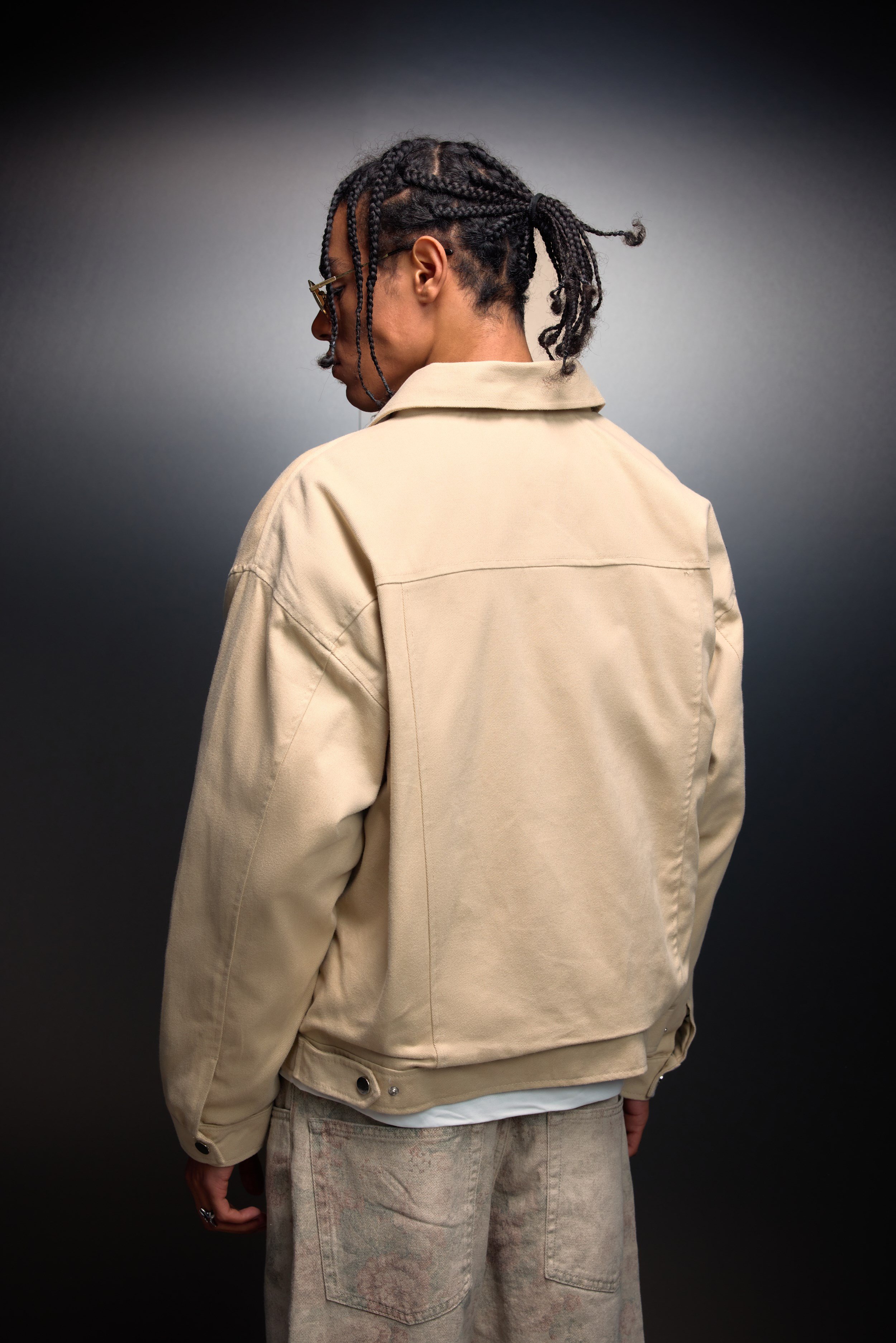 Erkek Bej Boxy Fit Gabardin Ceket
