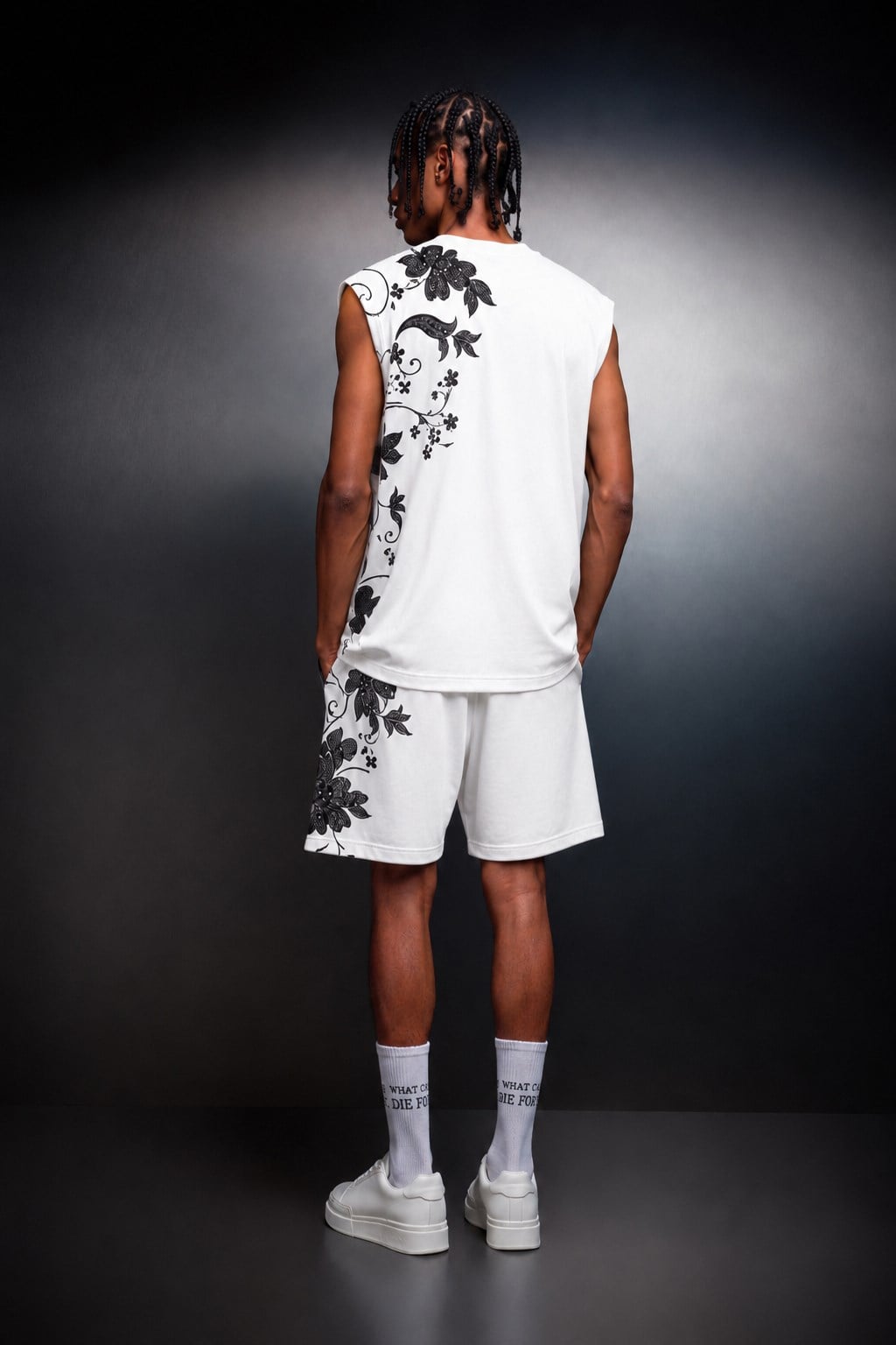 Erkek Beyaz Ascend Sıfır Kol Oversize Tshirt