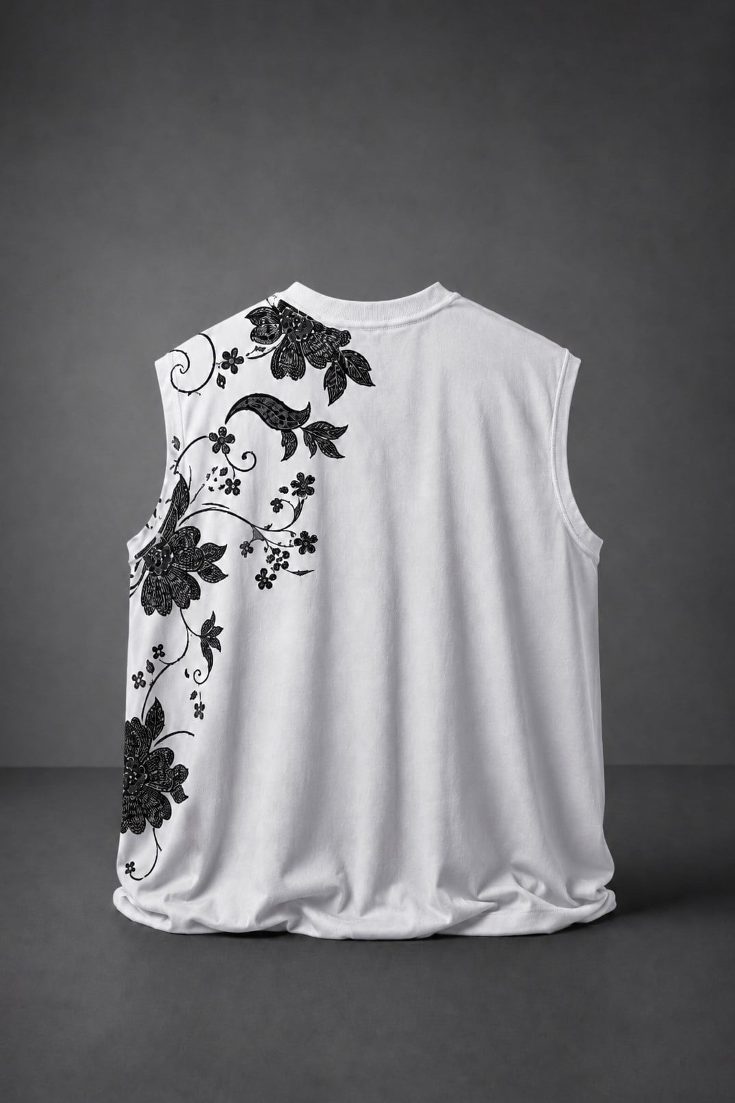 Erkek Beyaz Ascend Sıfır Kol Oversize Tshirt