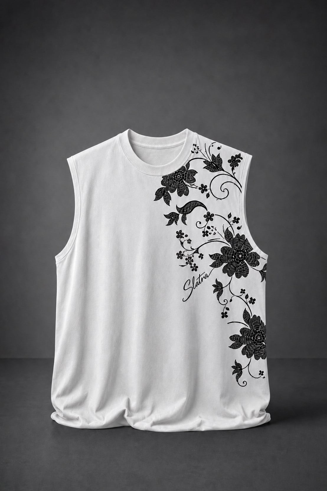Erkek Beyaz Ascend Sıfır Kol Oversize Tshirt
