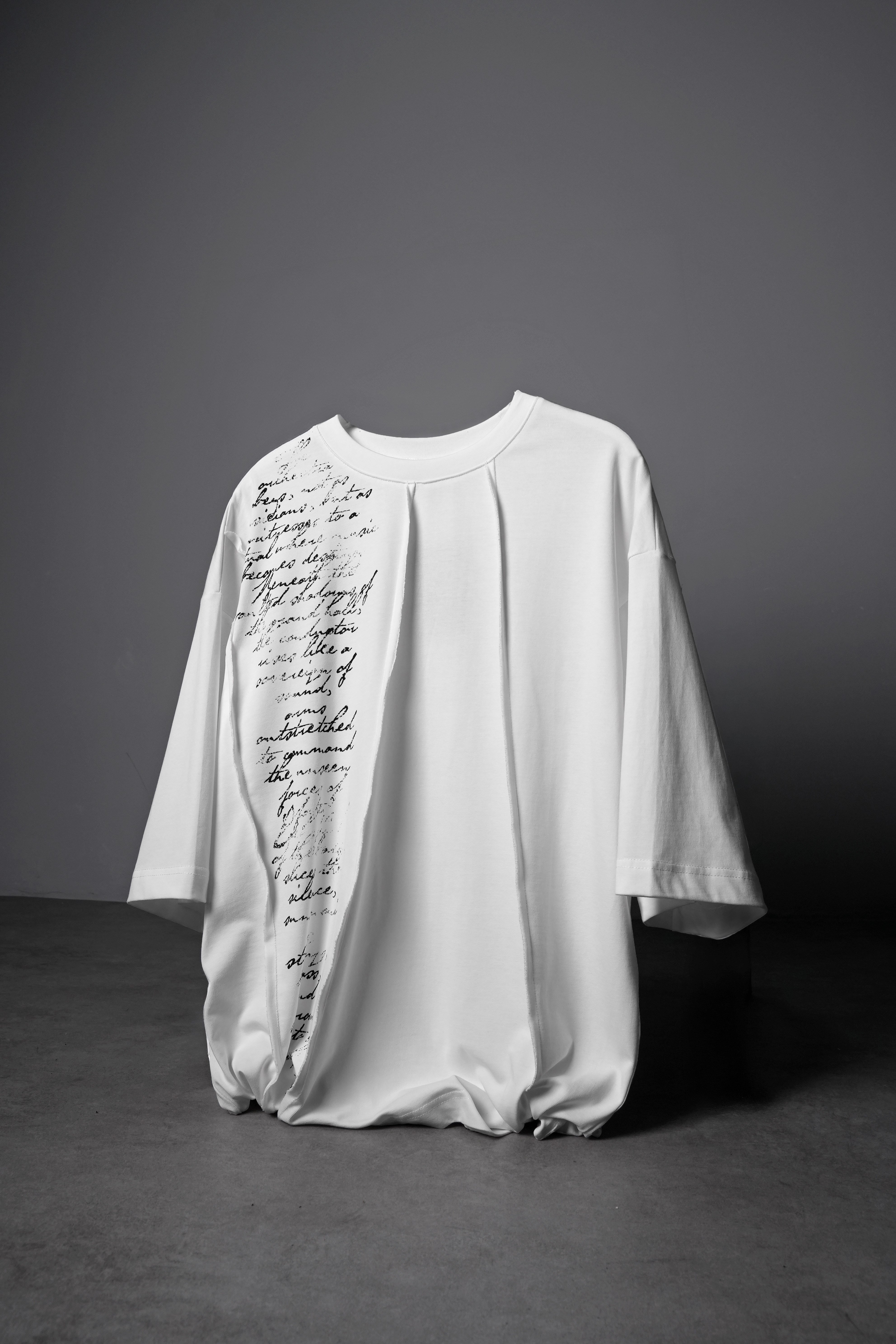 Erkek Beyaz Conductor Baskılı Parçalı Oversize Tshirt