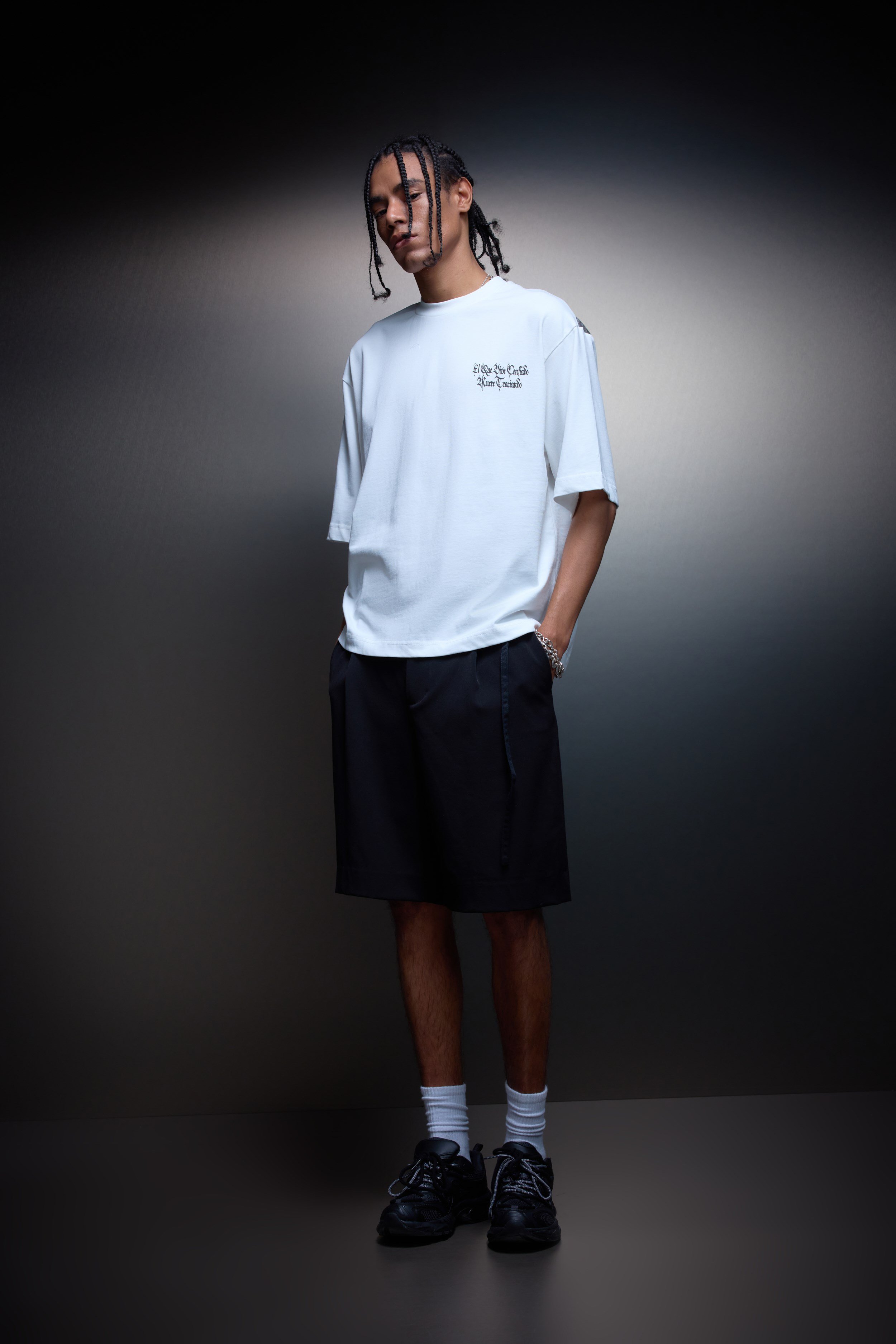 Erkek Beyaz Confiado Baskılı Box Fit Tshirt