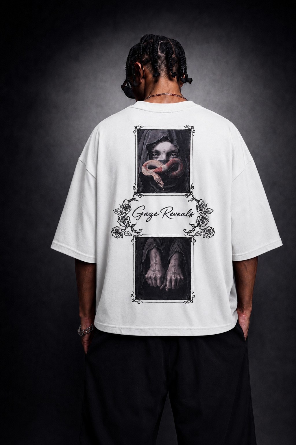 Erkek Beyaz Gaze Reveals Patch Oversize Tshirt