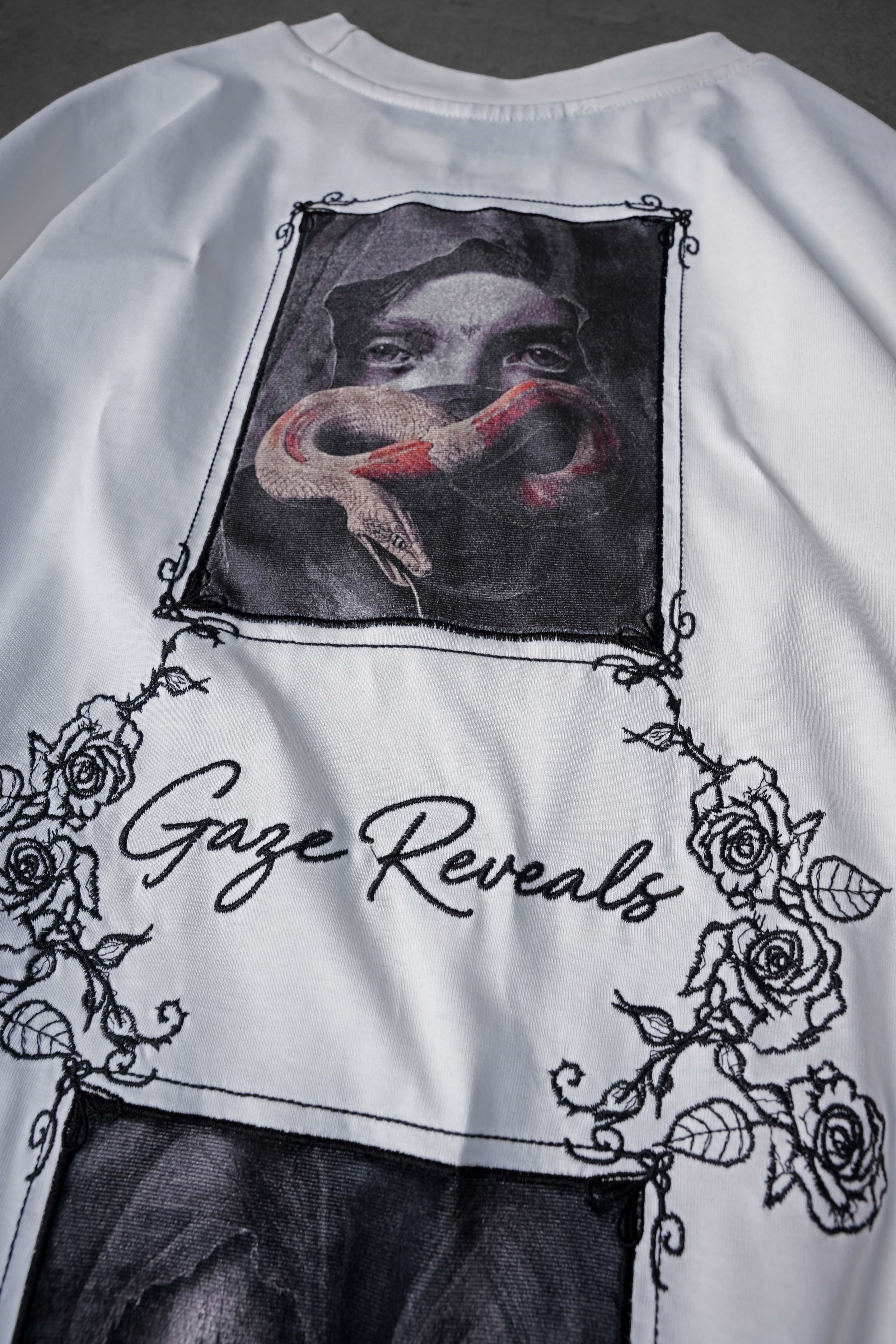 Erkek Beyaz Gaze Reveals Patch Oversize Tshirt