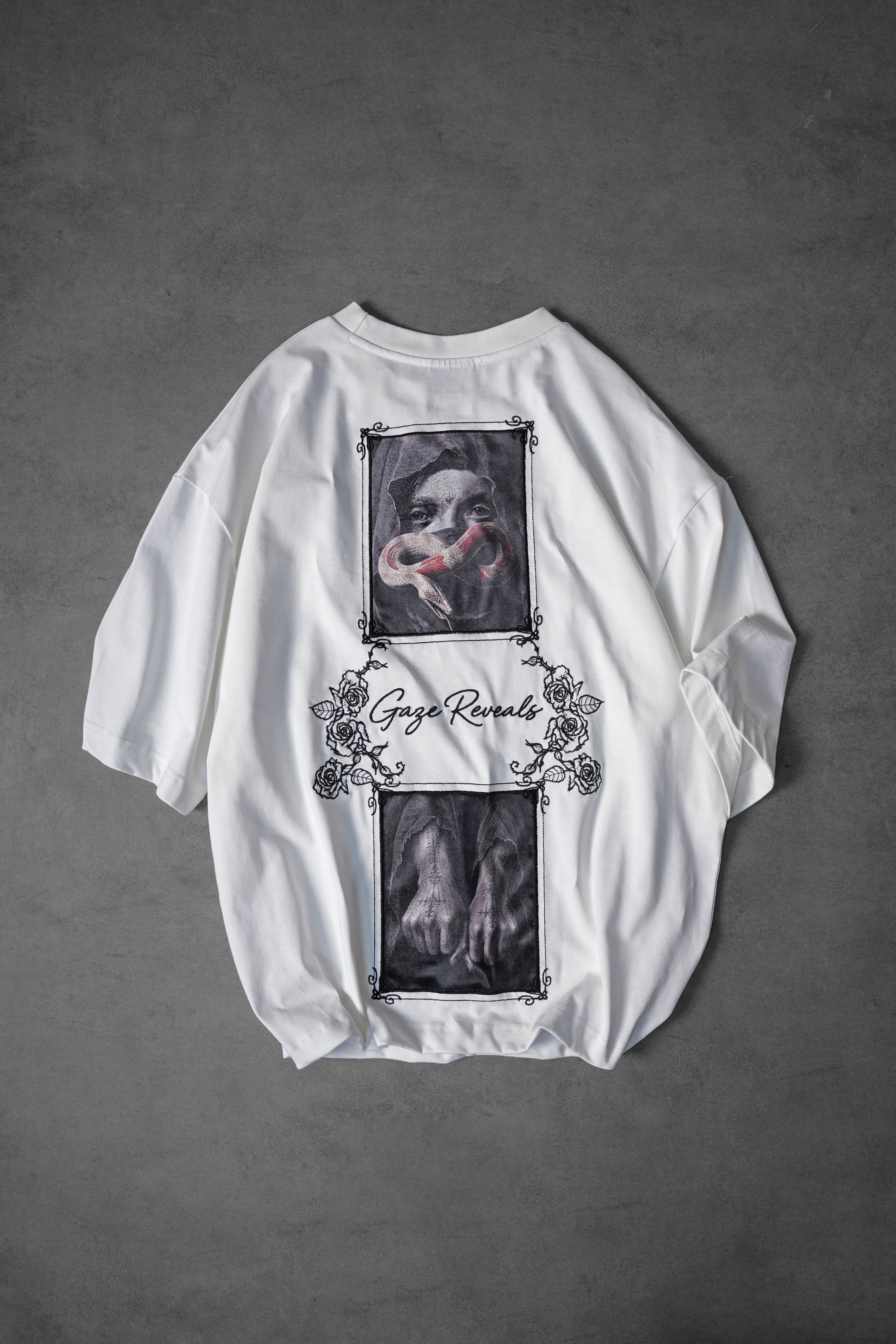 Erkek Beyaz Gaze Reveals Patch Oversize Tshirt
