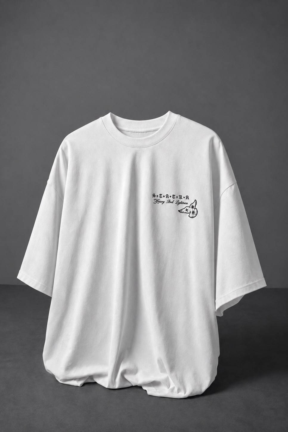 Erkek Beyaz Heavy Kabartma Baskı Oversize Tshirt