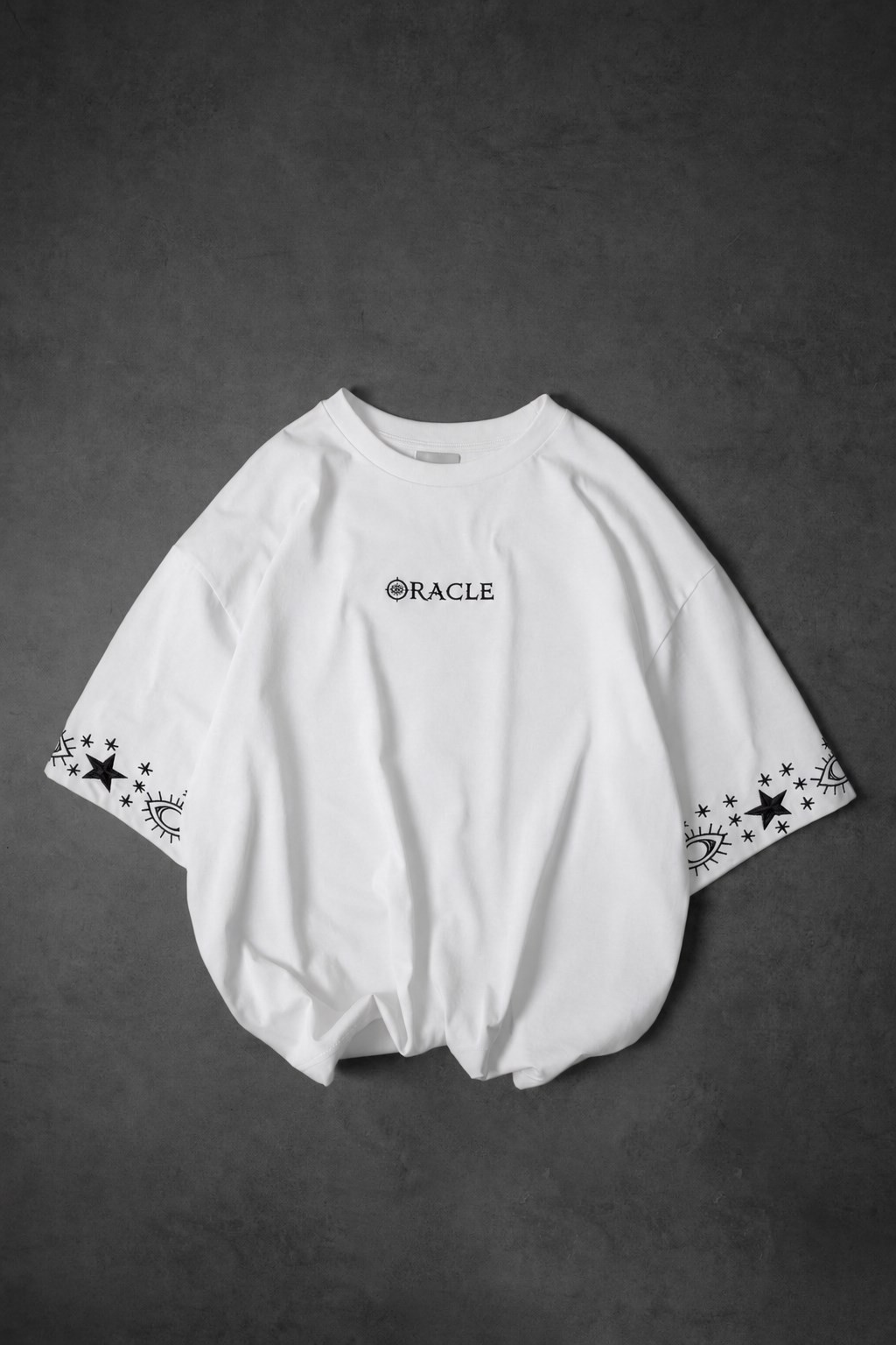 Erkek Beyaz Oracle Nakışlı Oversize Tshirt