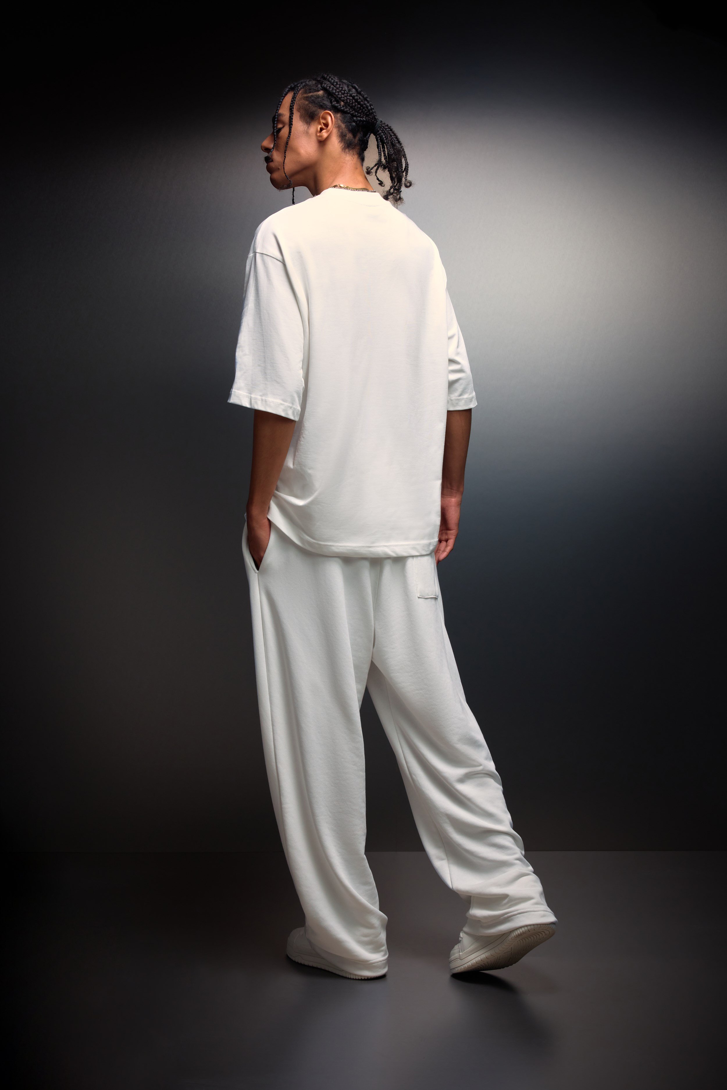 Erkek Beyaz Oversize Basic Tshirt