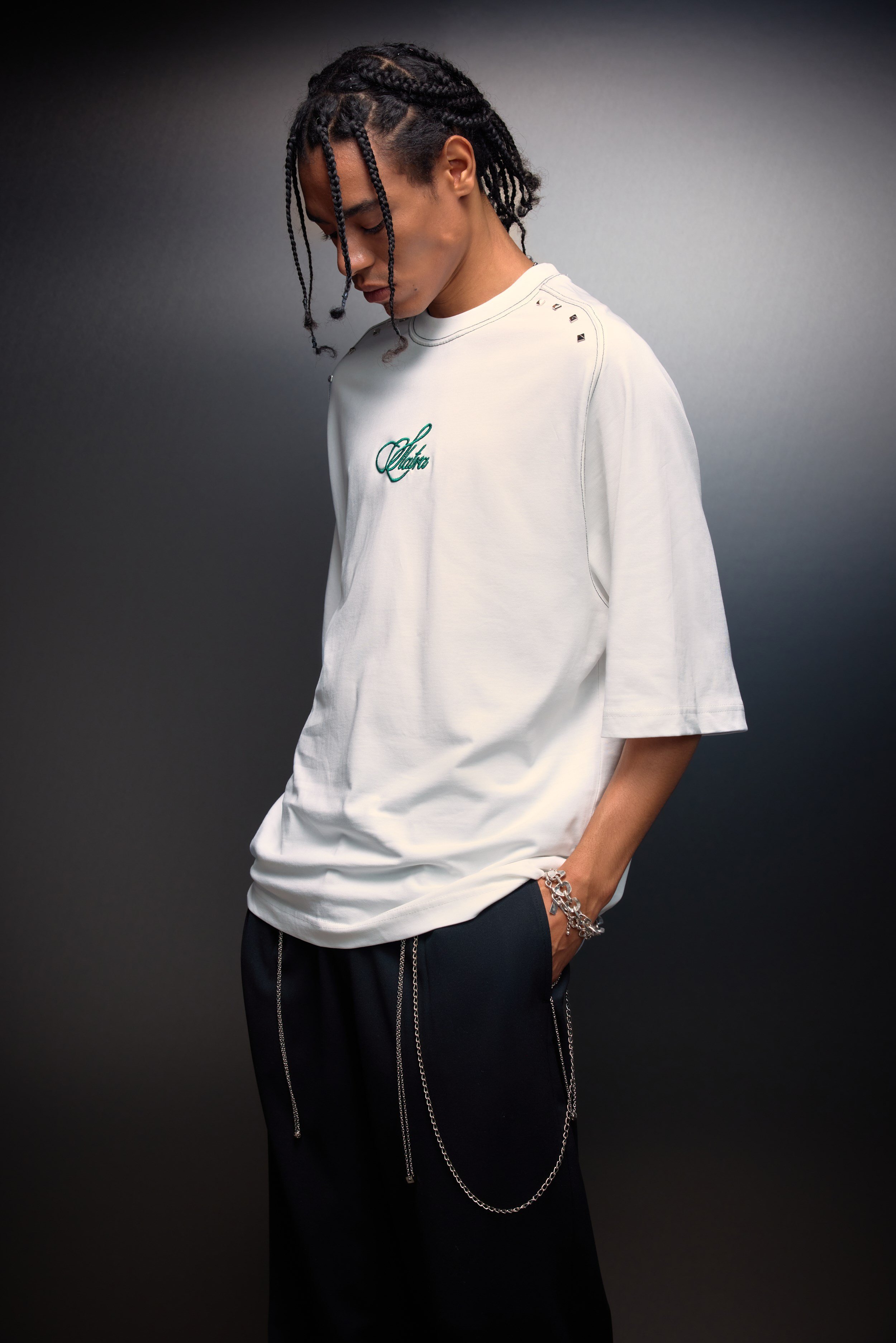 Erkek Beyaz Prelude Baskılı Oversize Tshirt