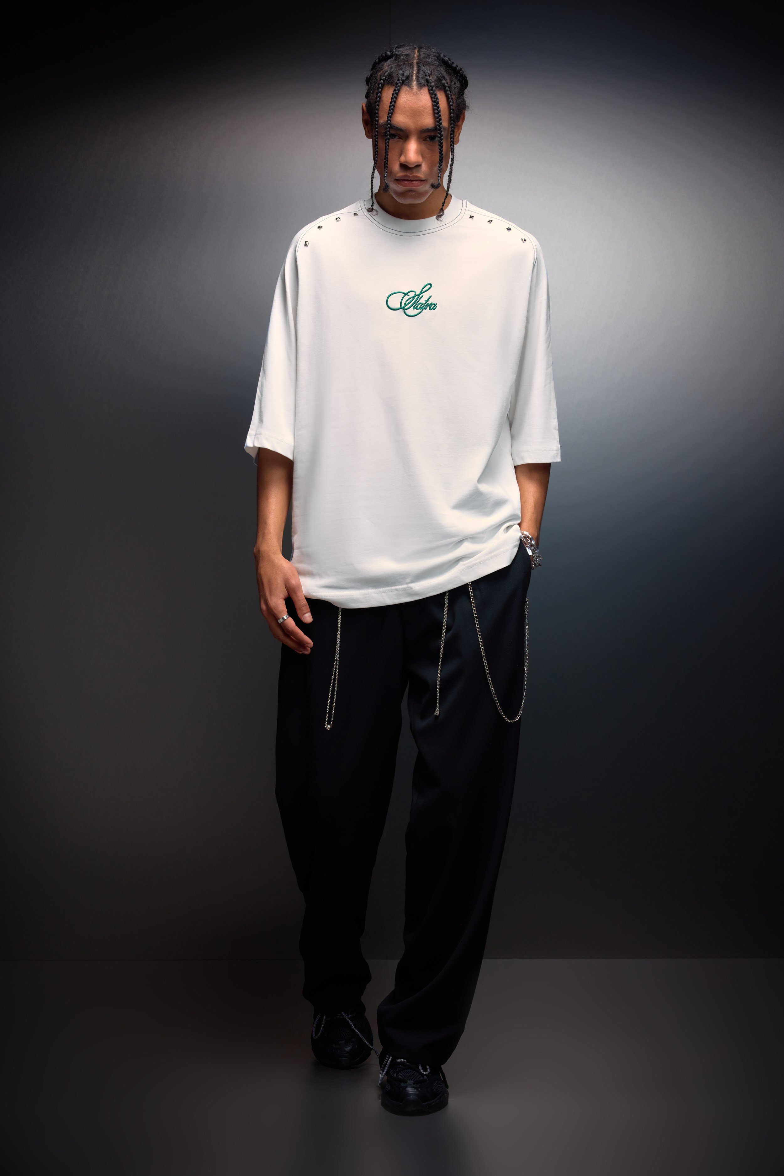 Erkek Beyaz Prelude Baskılı Oversize Tshirt