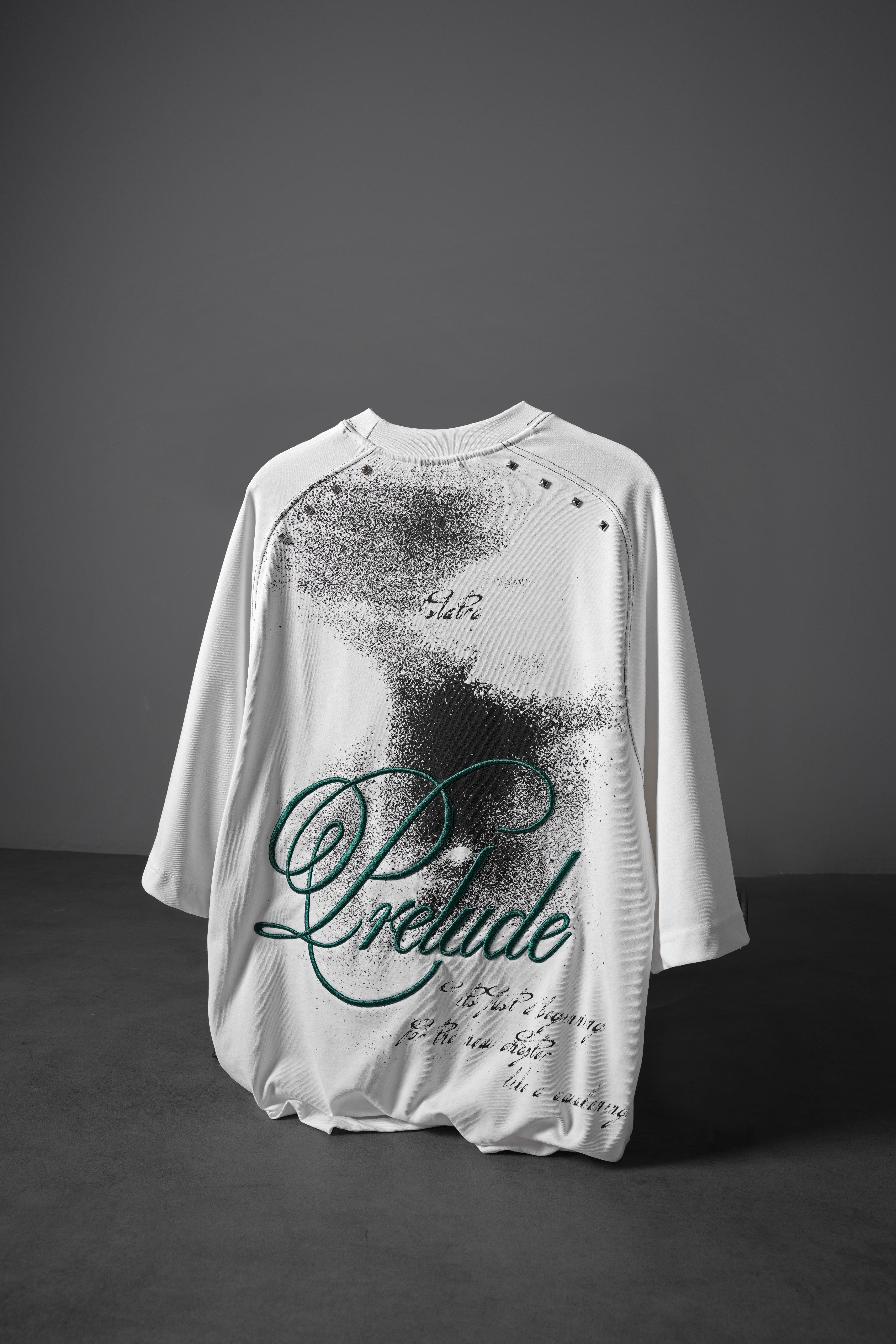 Erkek Beyaz Prelude Baskılı Oversize Tshirt