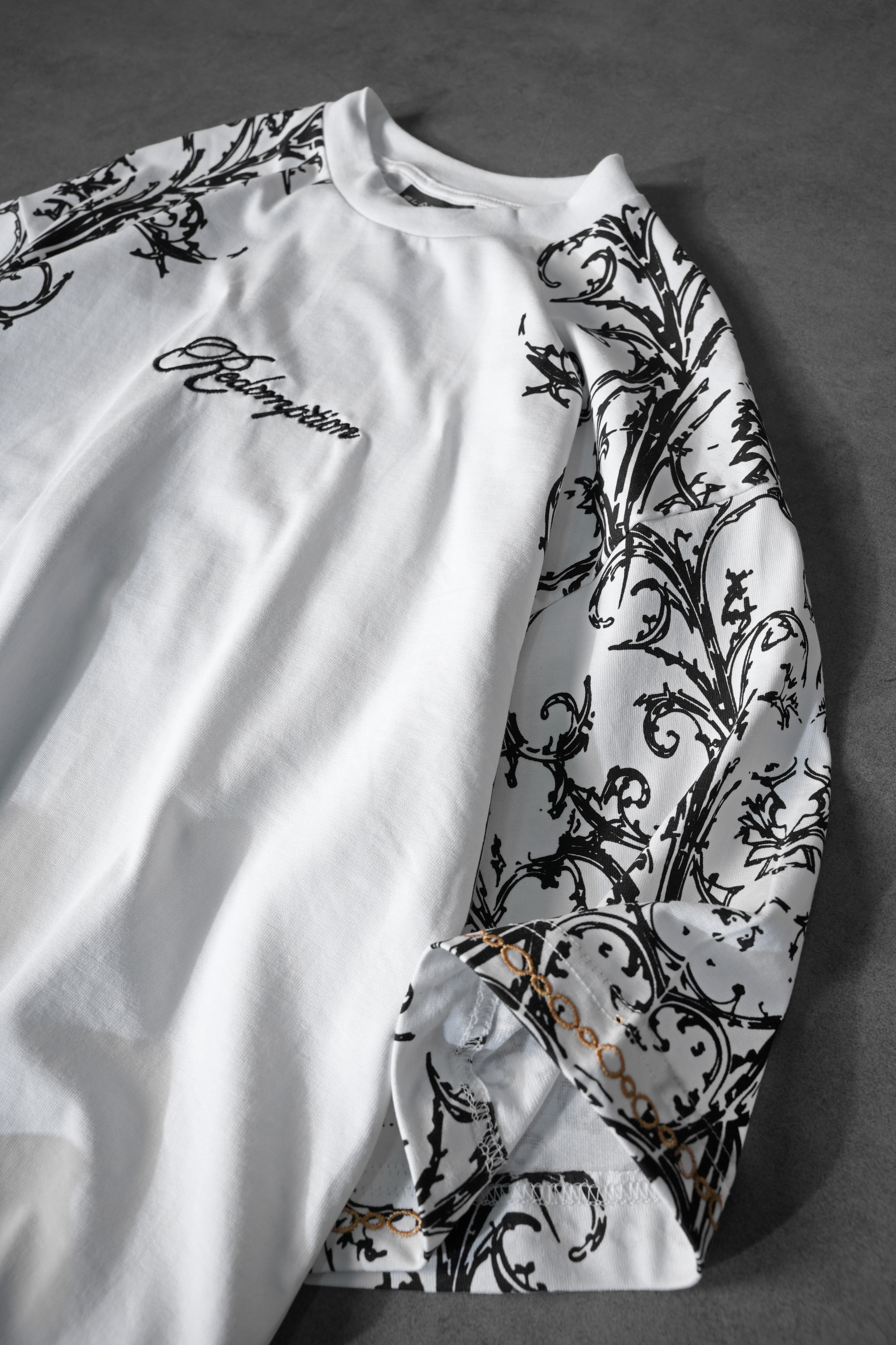 Erkek Beyaz Redemption Patchli Baskılı Oversize Tshirt