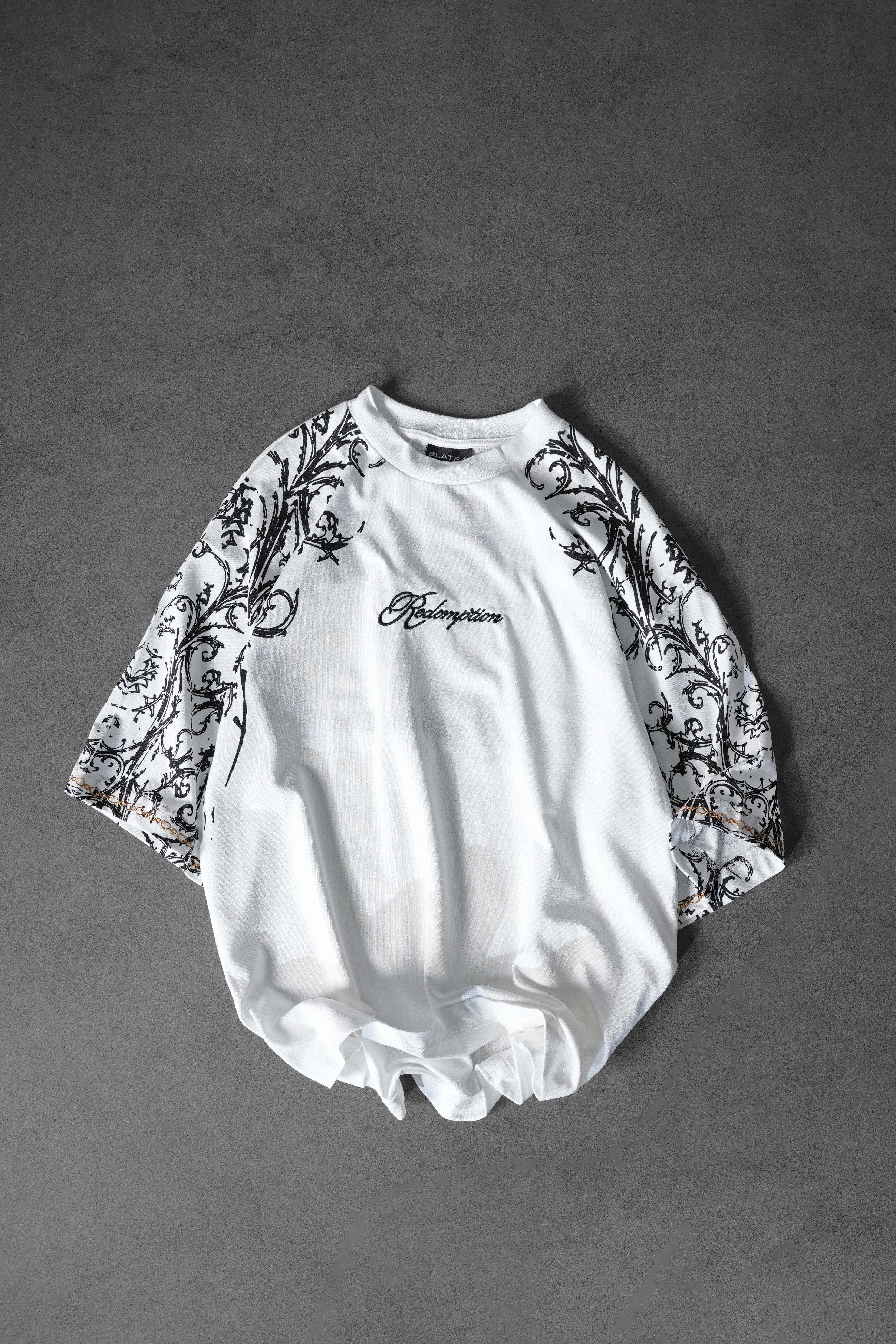 Erkek Beyaz Redemption Patchli Baskılı Oversize Tshirt