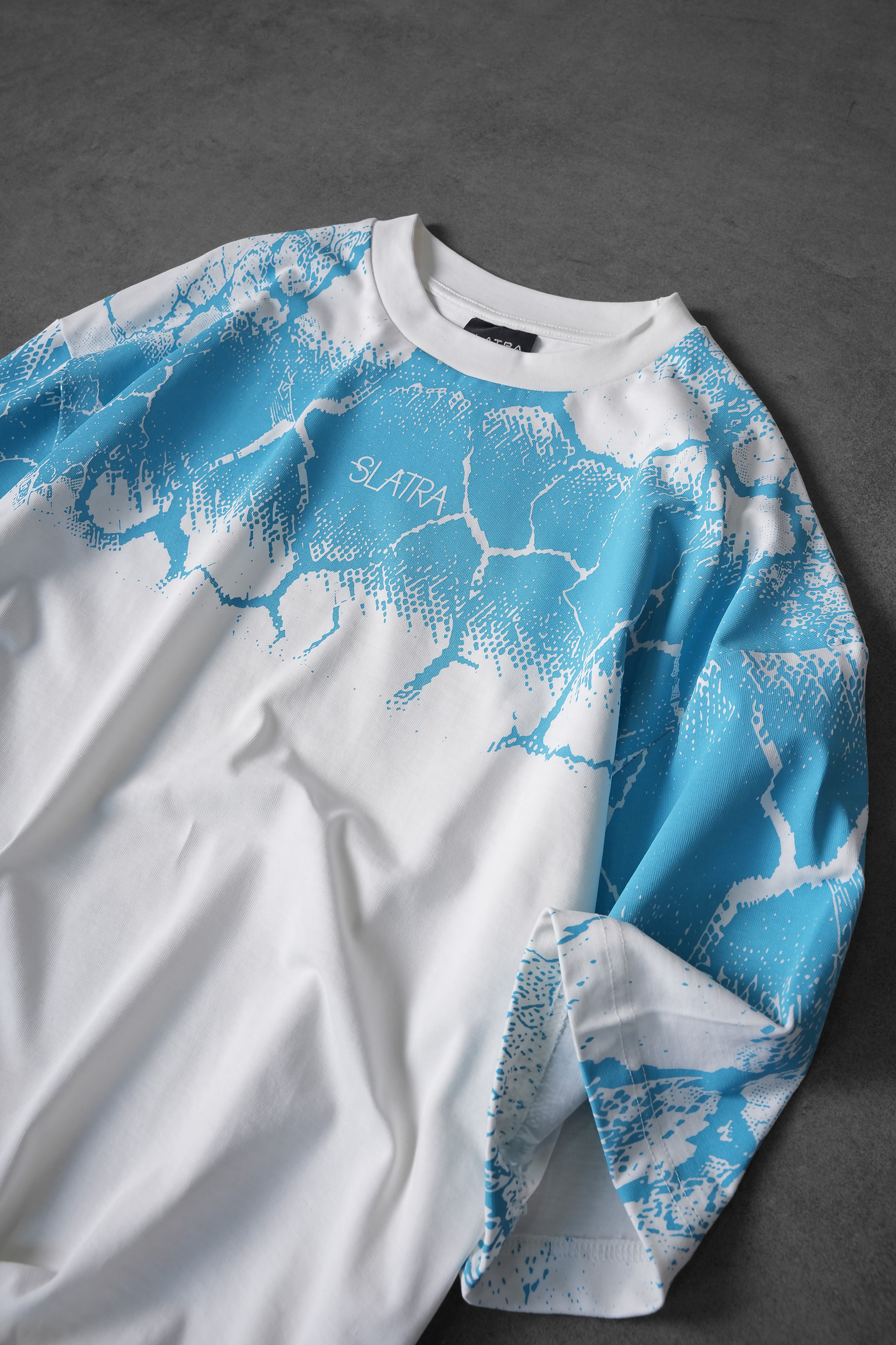 Erkek Beyaz Thunder Kabartma Baskı Oversize Tshirt