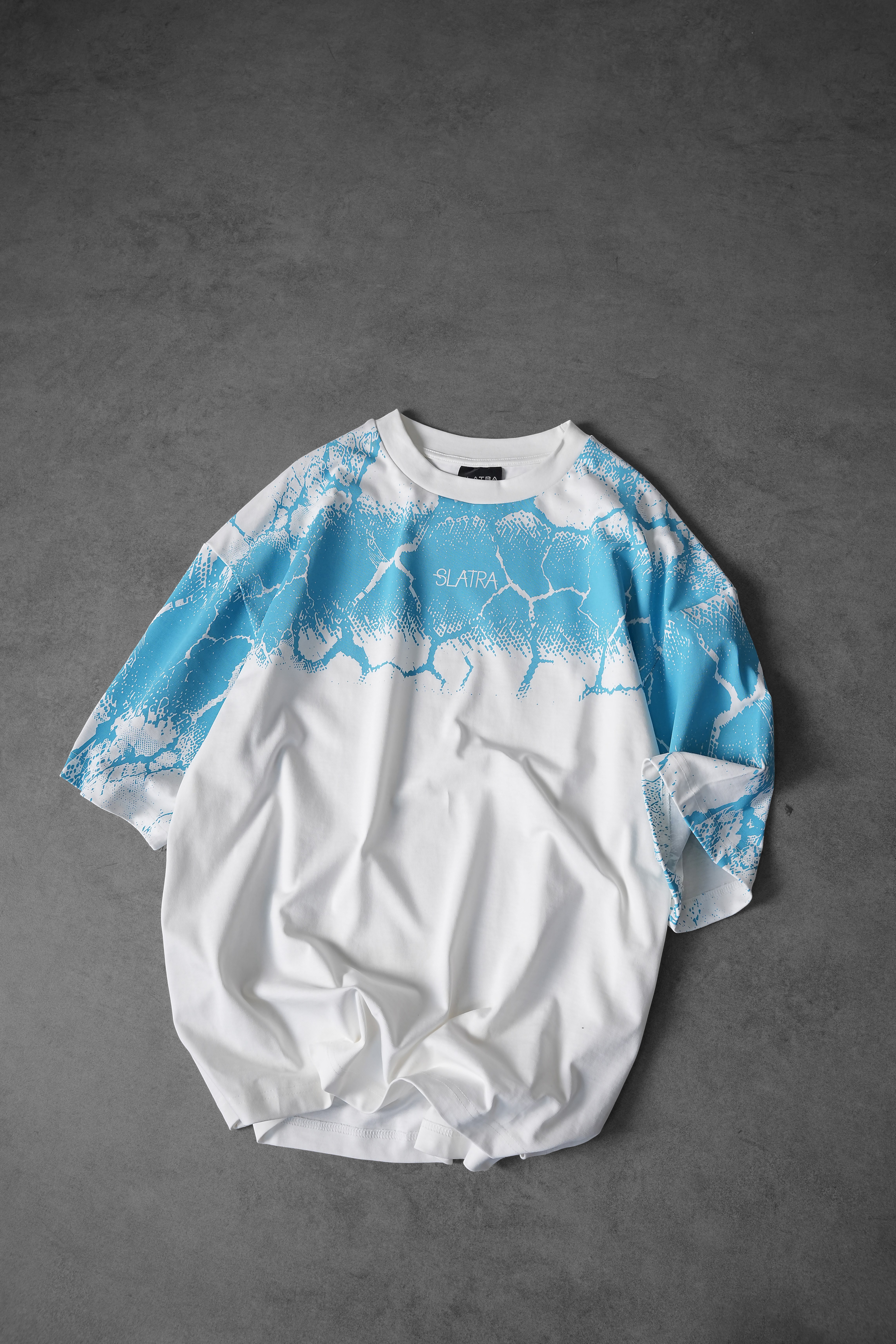 Erkek Beyaz Thunder Kabartma Baskı Oversize Tshirt