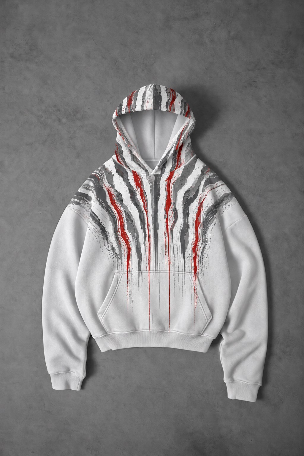 Erkek Beyaz Vein Oversize Hoodie