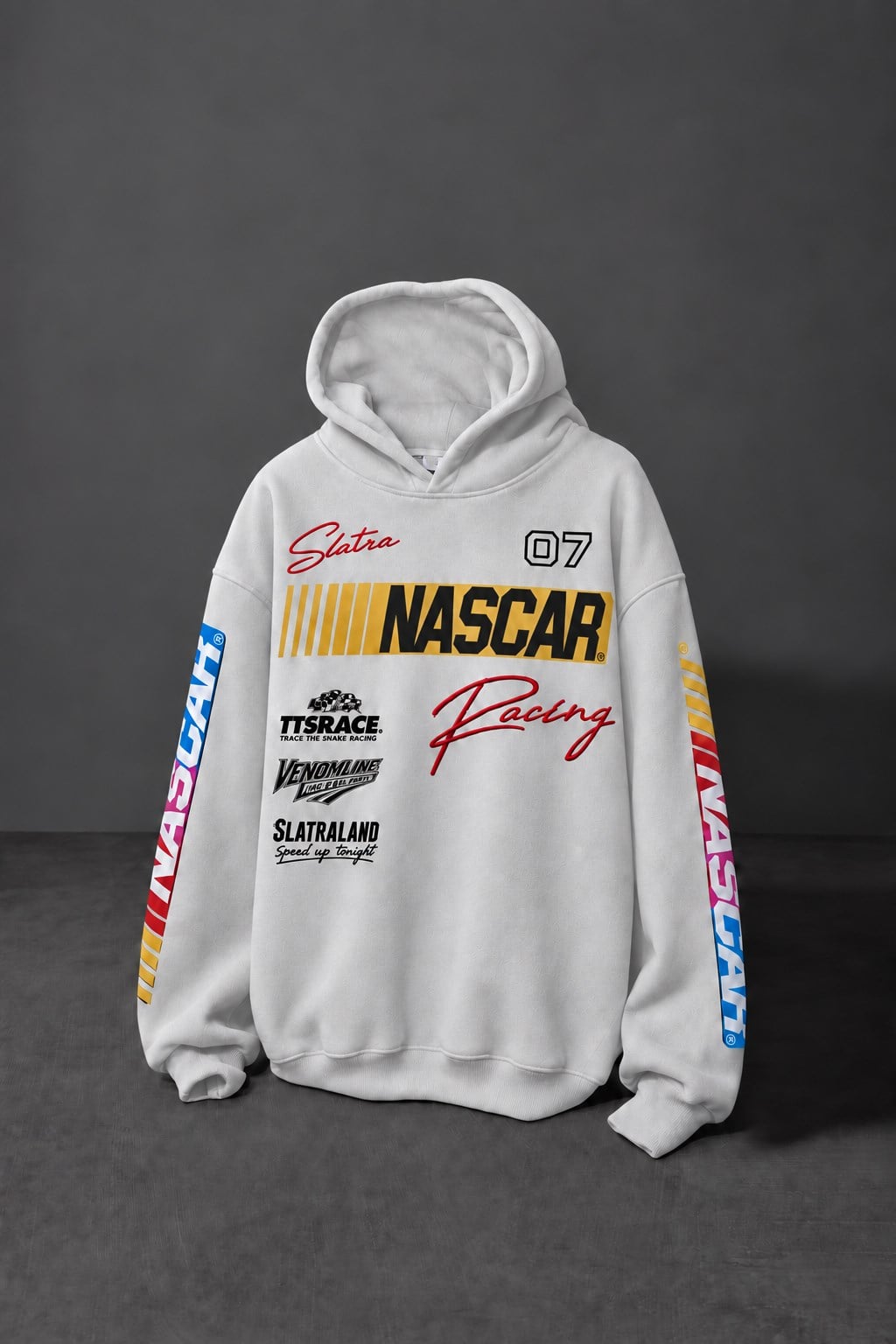 Erkek Beyaz Venomline Oversize Hoodie