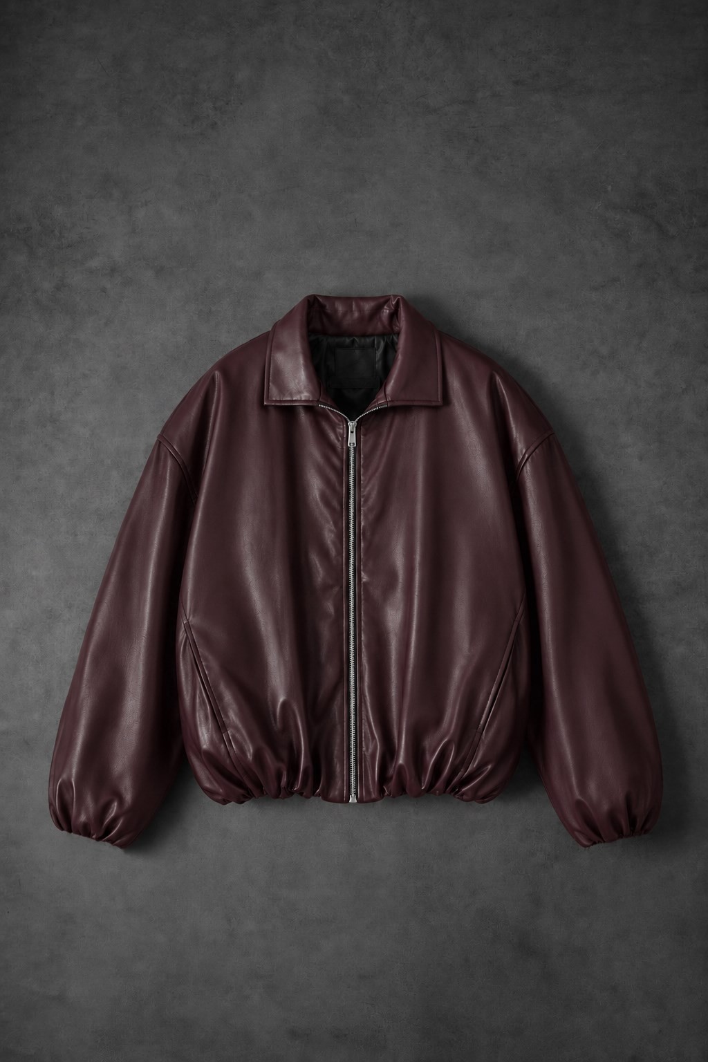 Erkek Bordo Ballon Fit Deri Ceket