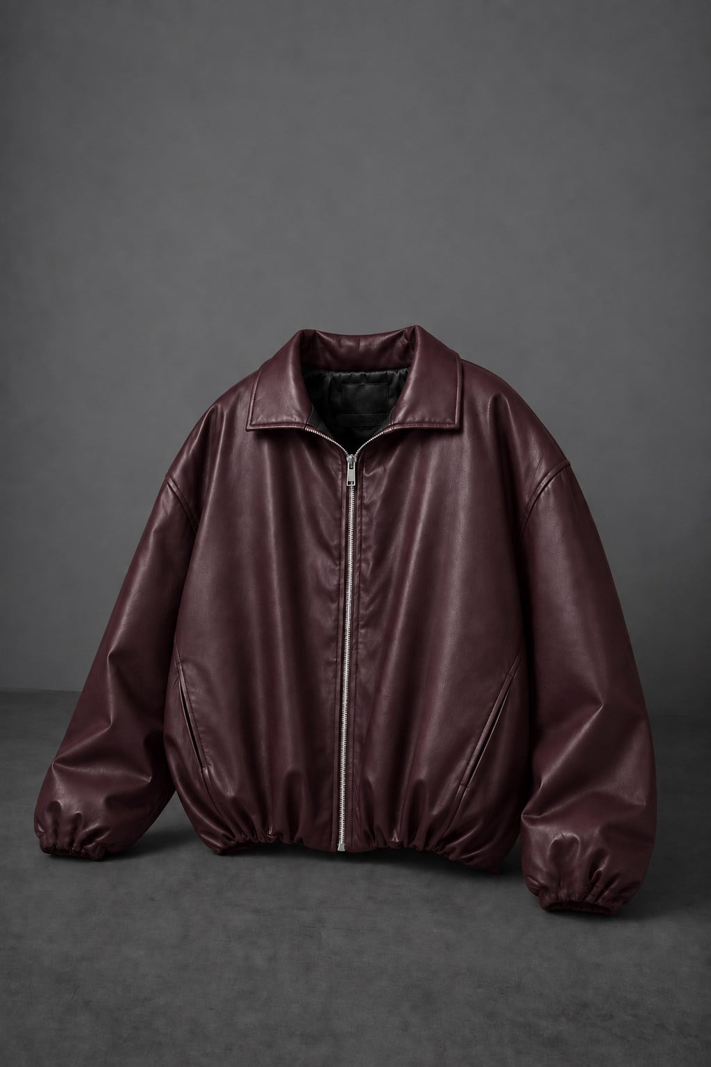 Erkek Bordo Ballon Fit Deri Ceket