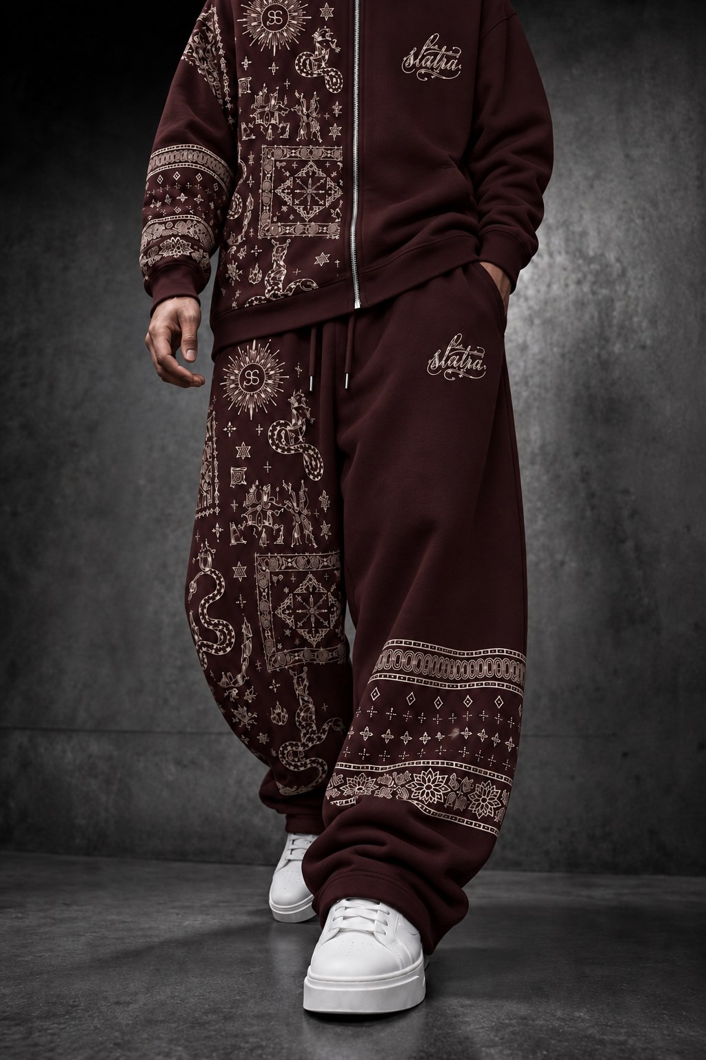 Erkek Bordo Codex Baggy Eşofman