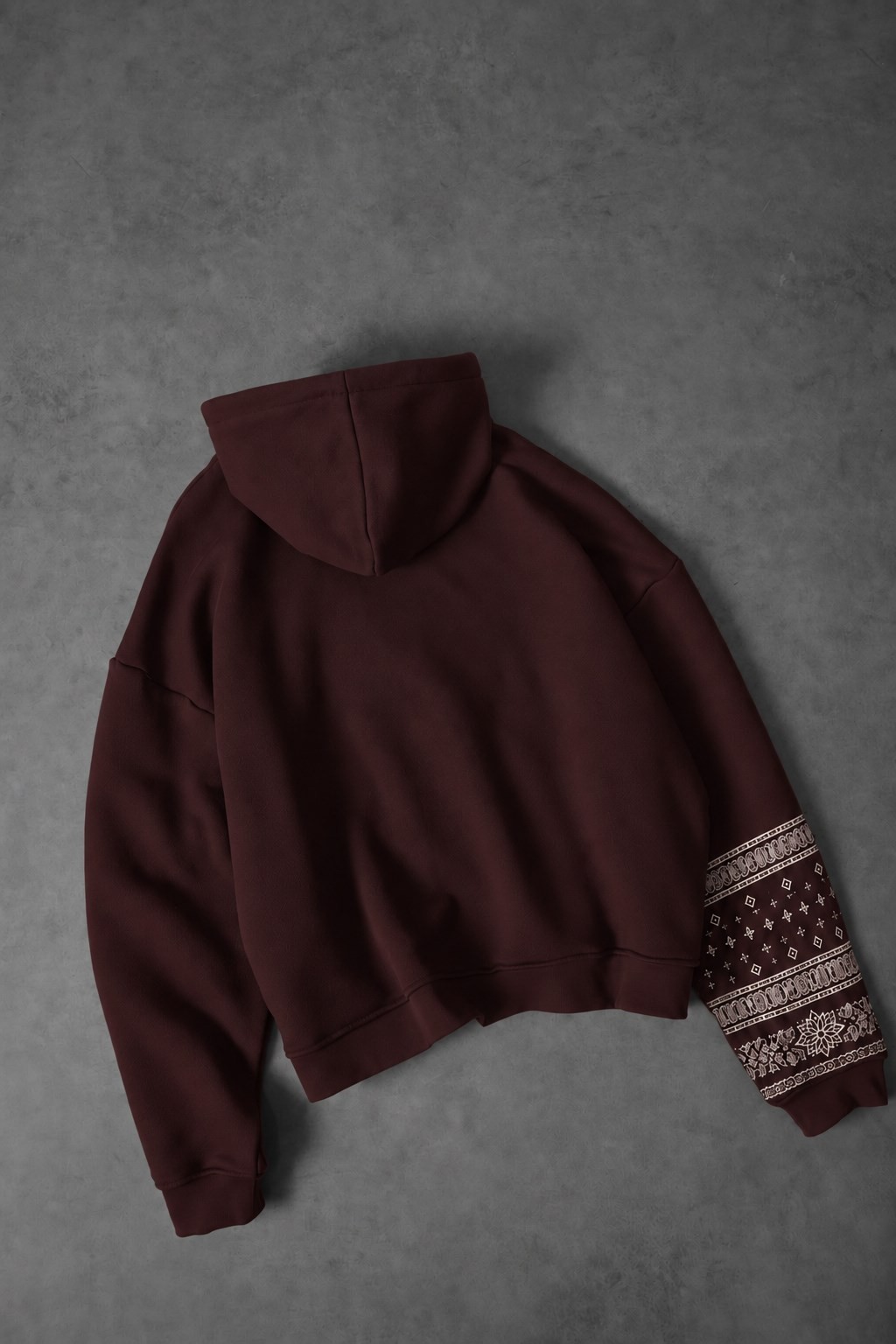 Erkek Bordo Codex Oversize Full Zip Hoodie