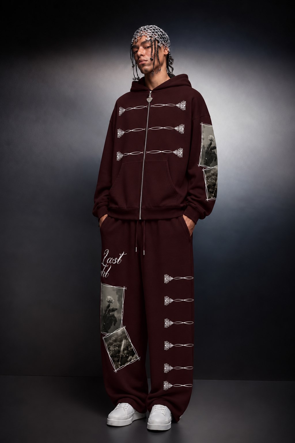Erkek Bordo Knight Baggy Eşofman