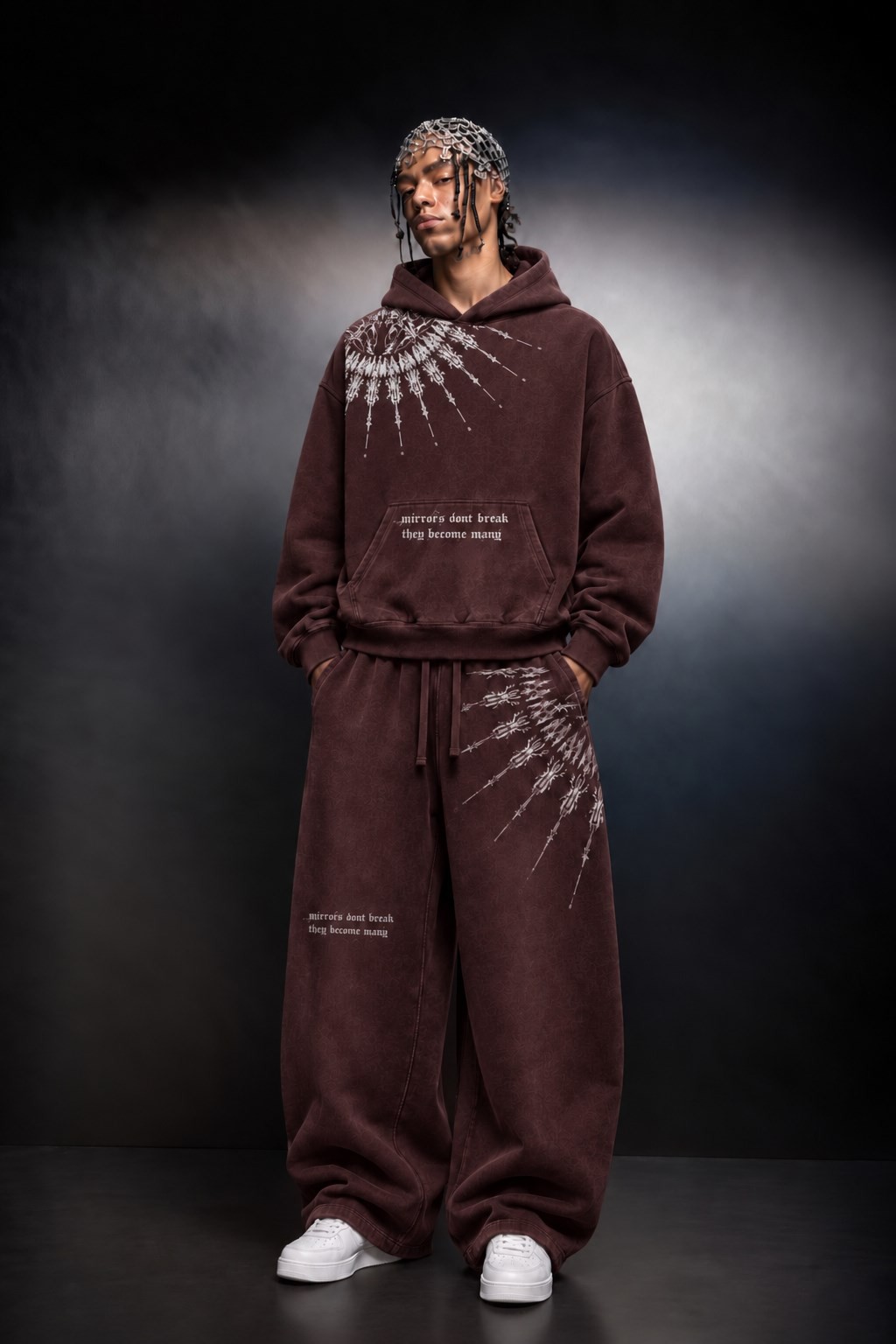 Erkek Bordo Mantra Özel Yıkamalı Baggy Eşofman