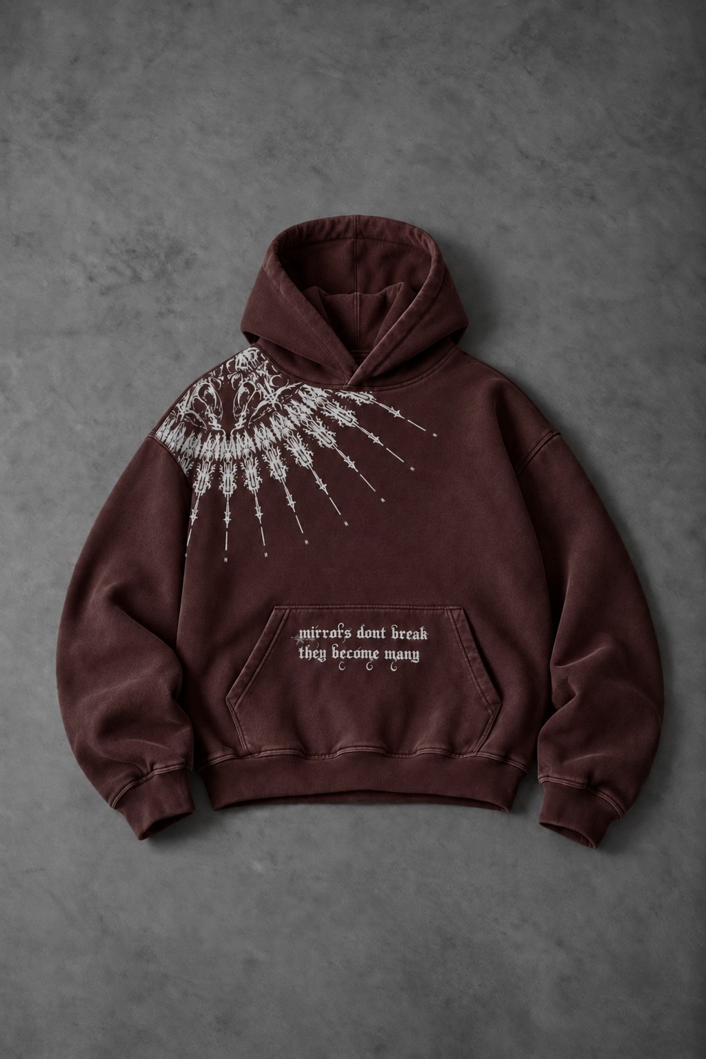 Erkek Bordo Mantra Özel Yıkamalı Oversize Hoodie