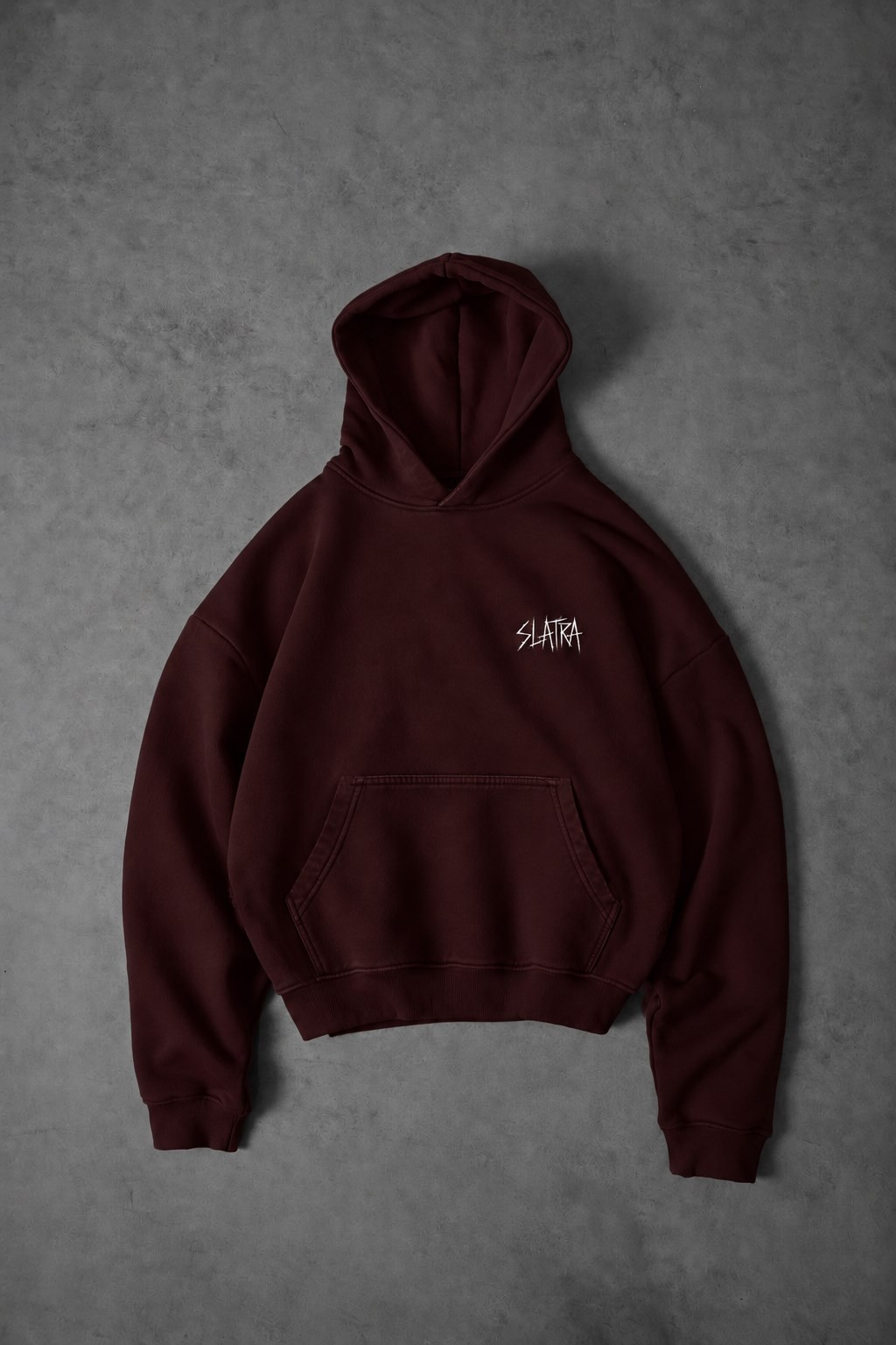 Erkek Bordo Relic Patch Detay Oversize Hoodie