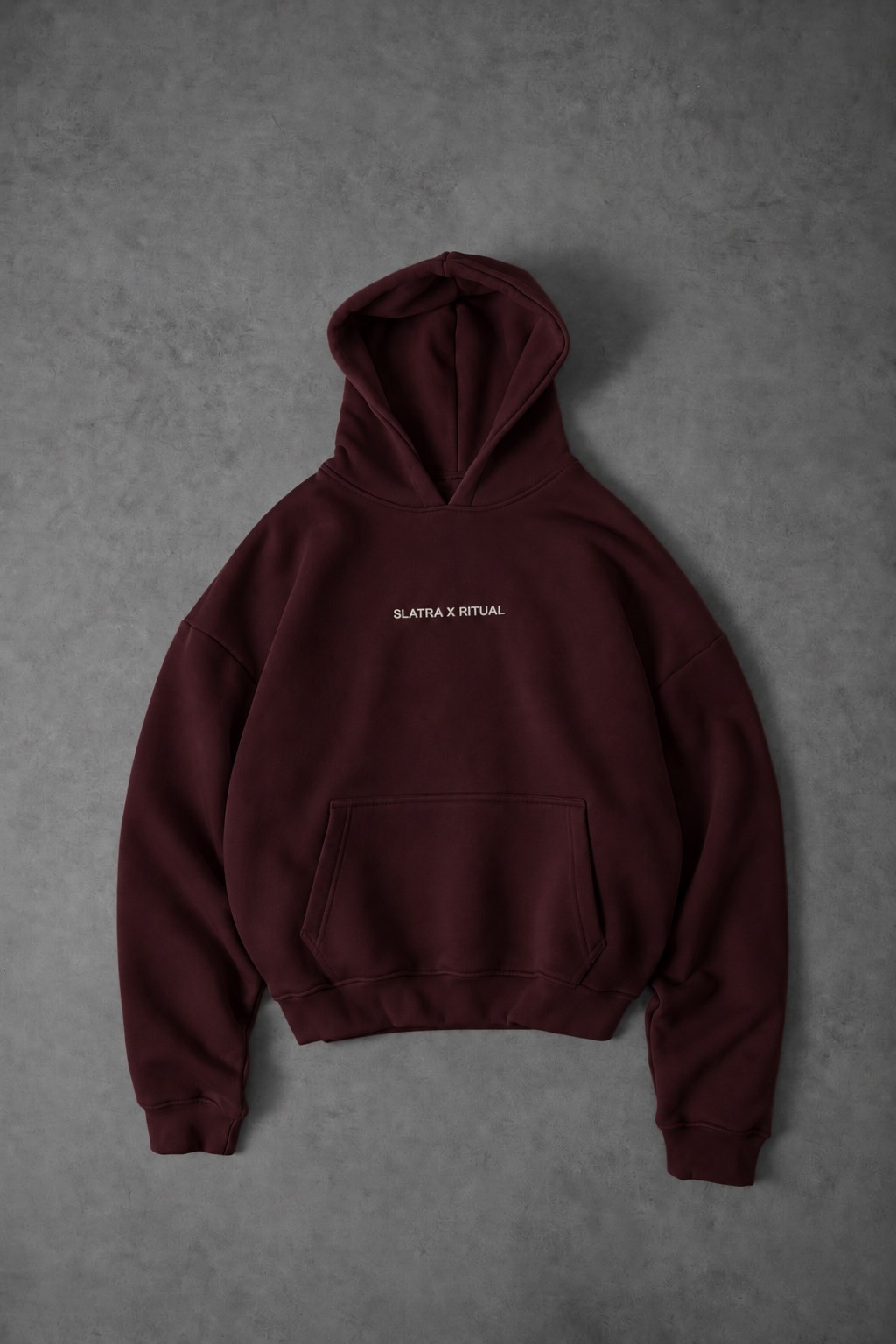 Erkek Bordo Ritual Patch Oversize Hoodie