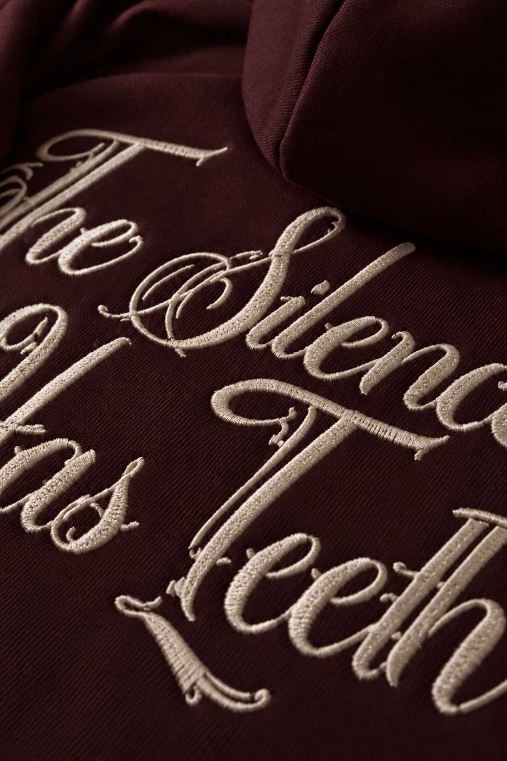 Erkek Bordo Silence Patch Nakış Oversize Hoodie