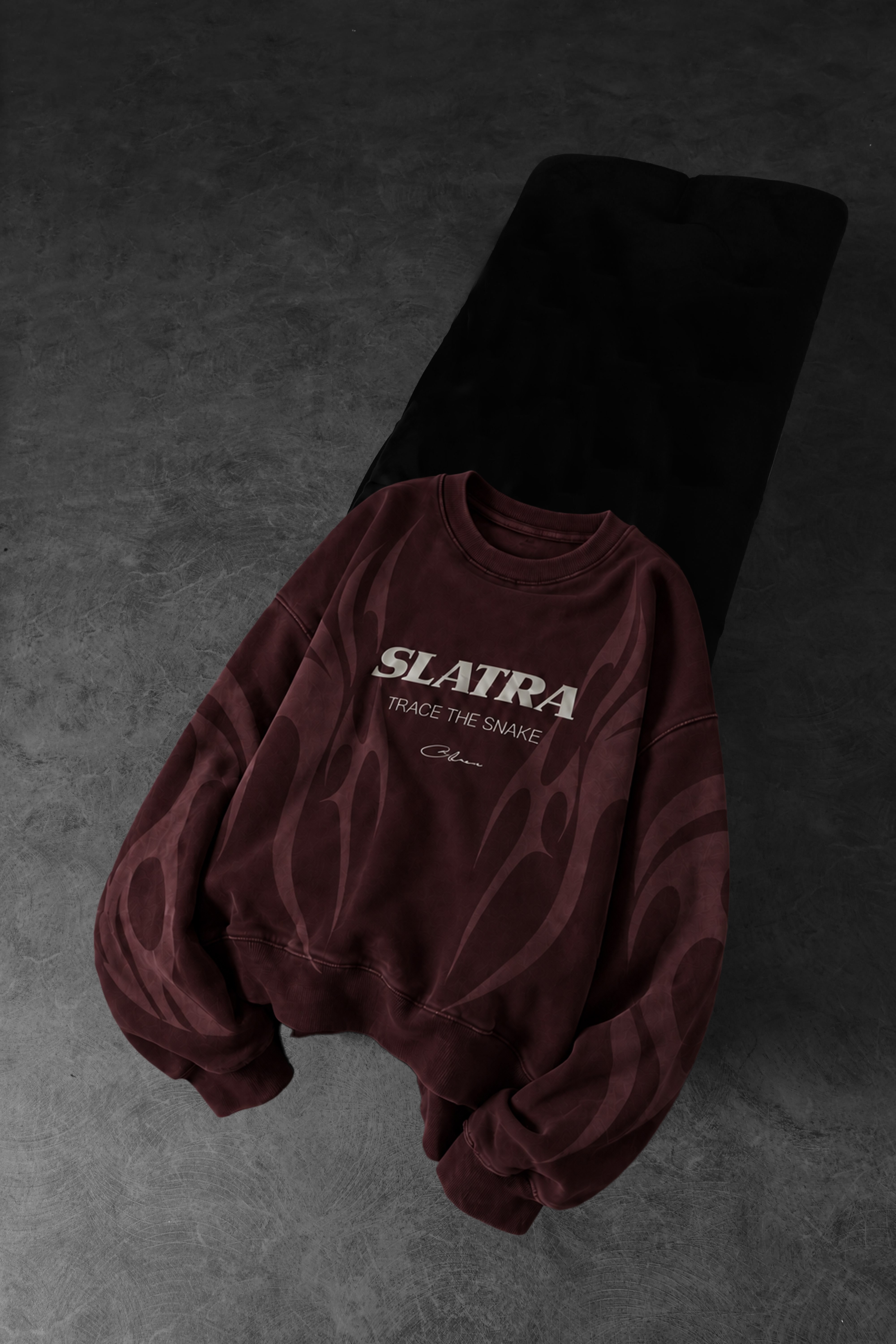 Erkek Bordo Slatang Oversize Sweatshirt