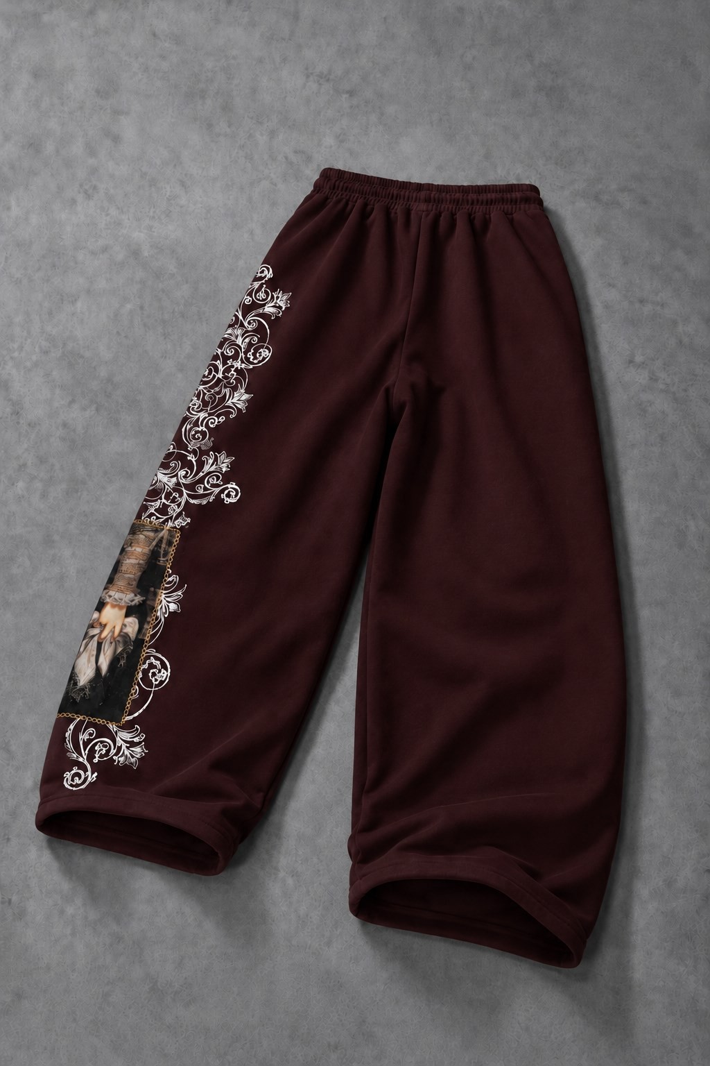 Erkek Bordo Victories Patch Nakışlı Baggy Eşofman