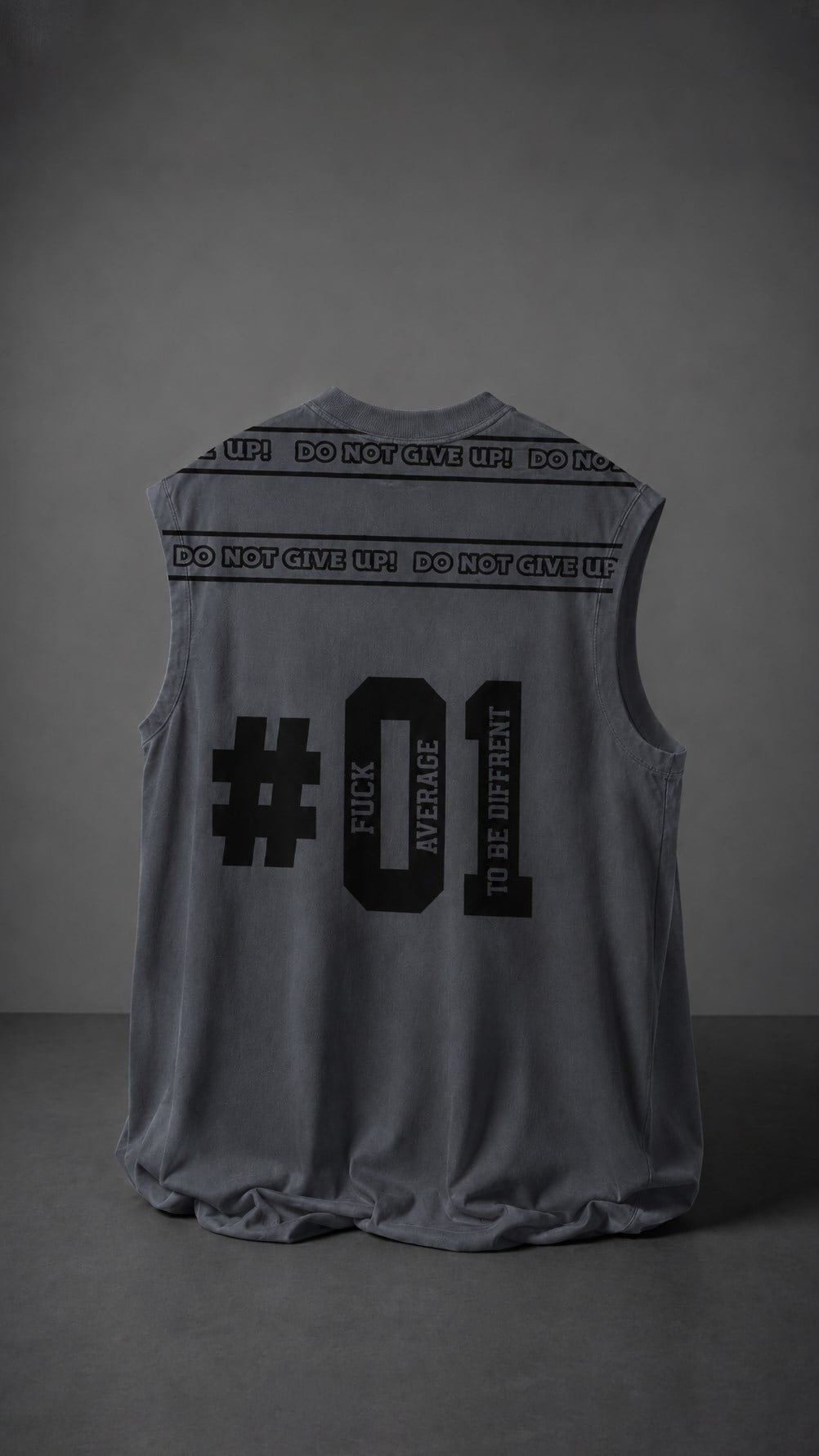 Erkek Füme Fuck Average Sıfır Kol Oversize Tshirt