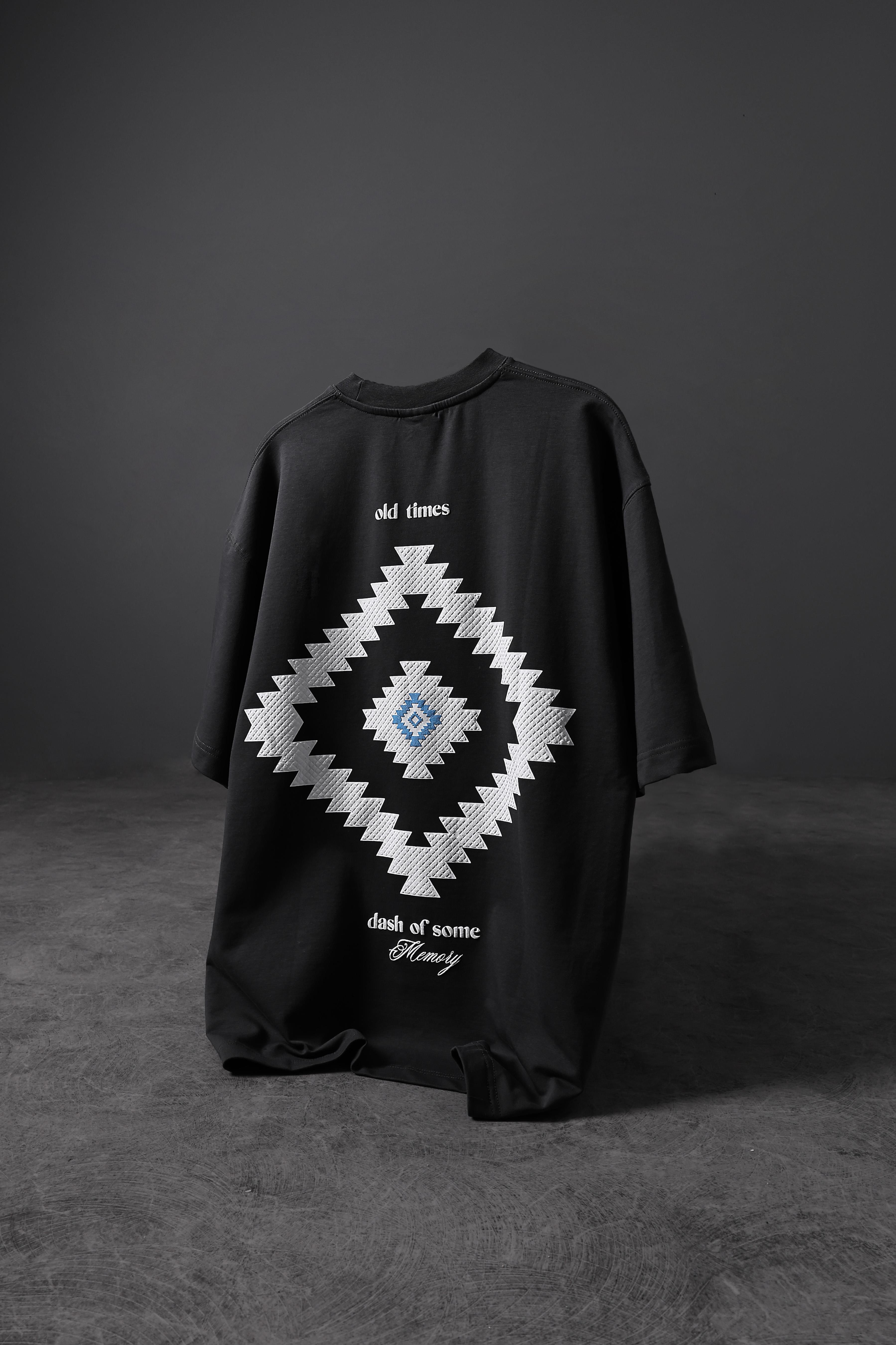 Erkek Füme Memory Lego Kabartma Baskılı Oversize Tshirt