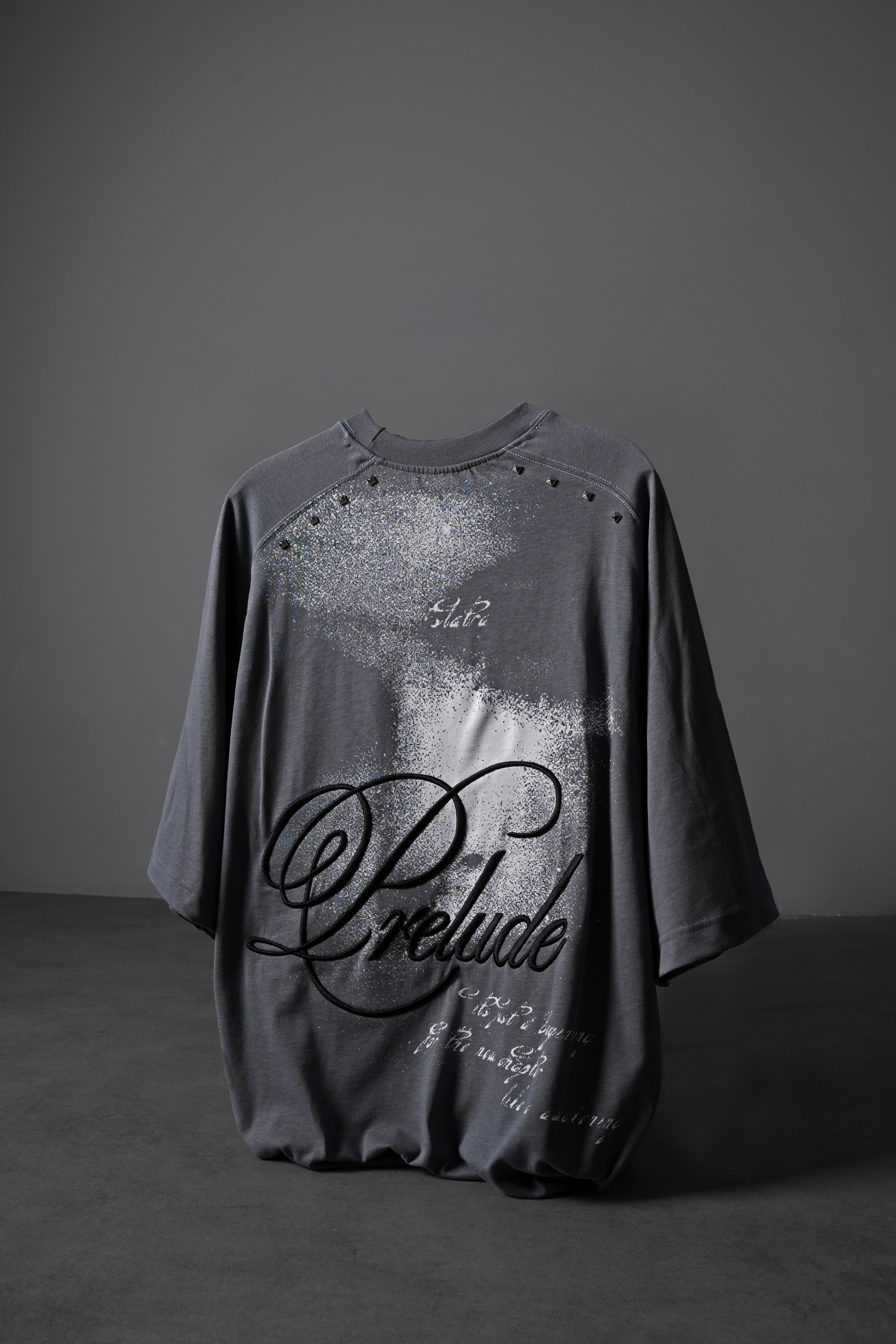 Erkek Füme Prelude Baskılı Oversize Tshirt