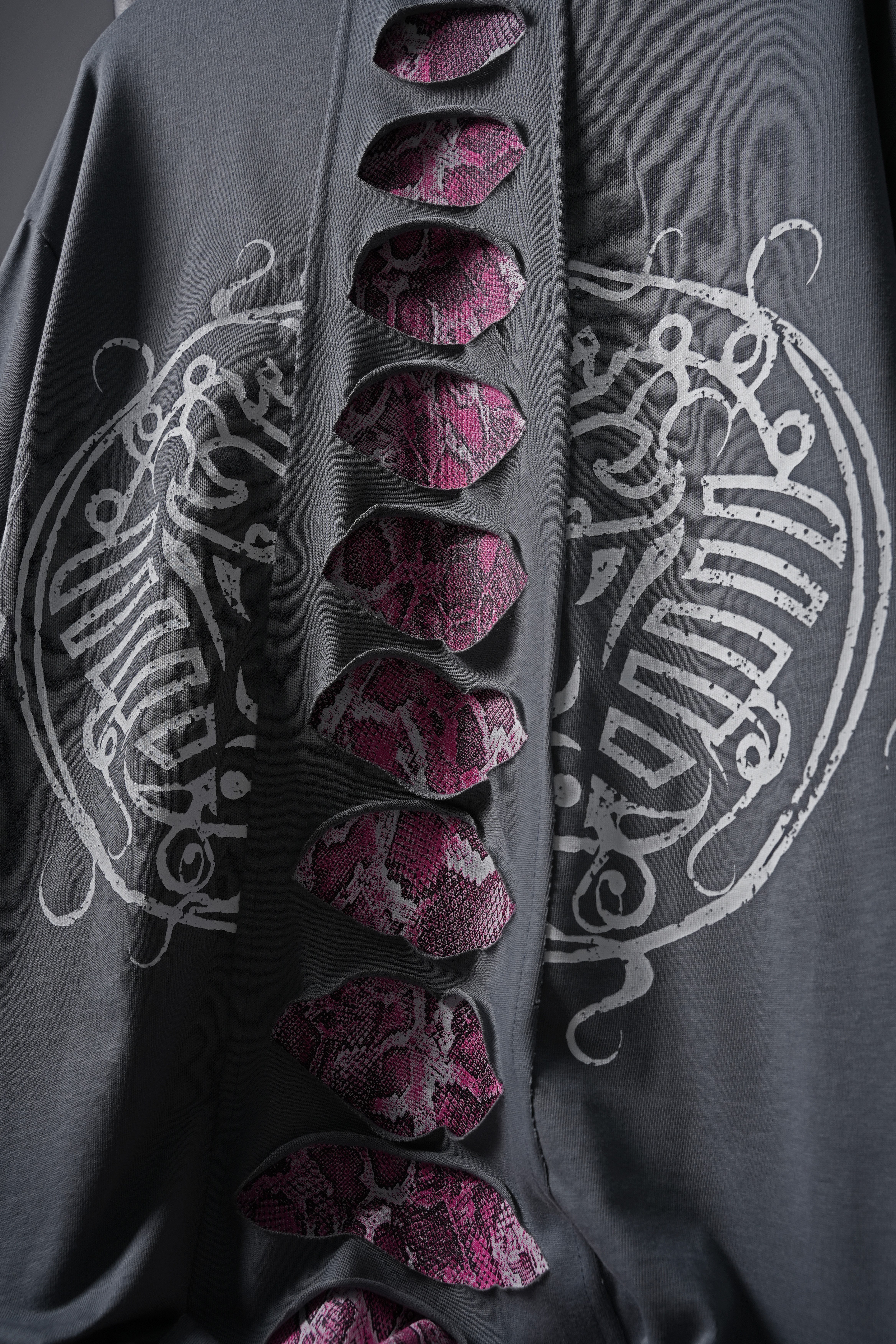 Erkek Füme Spine Efektli Baskılı Oversize Tshirt