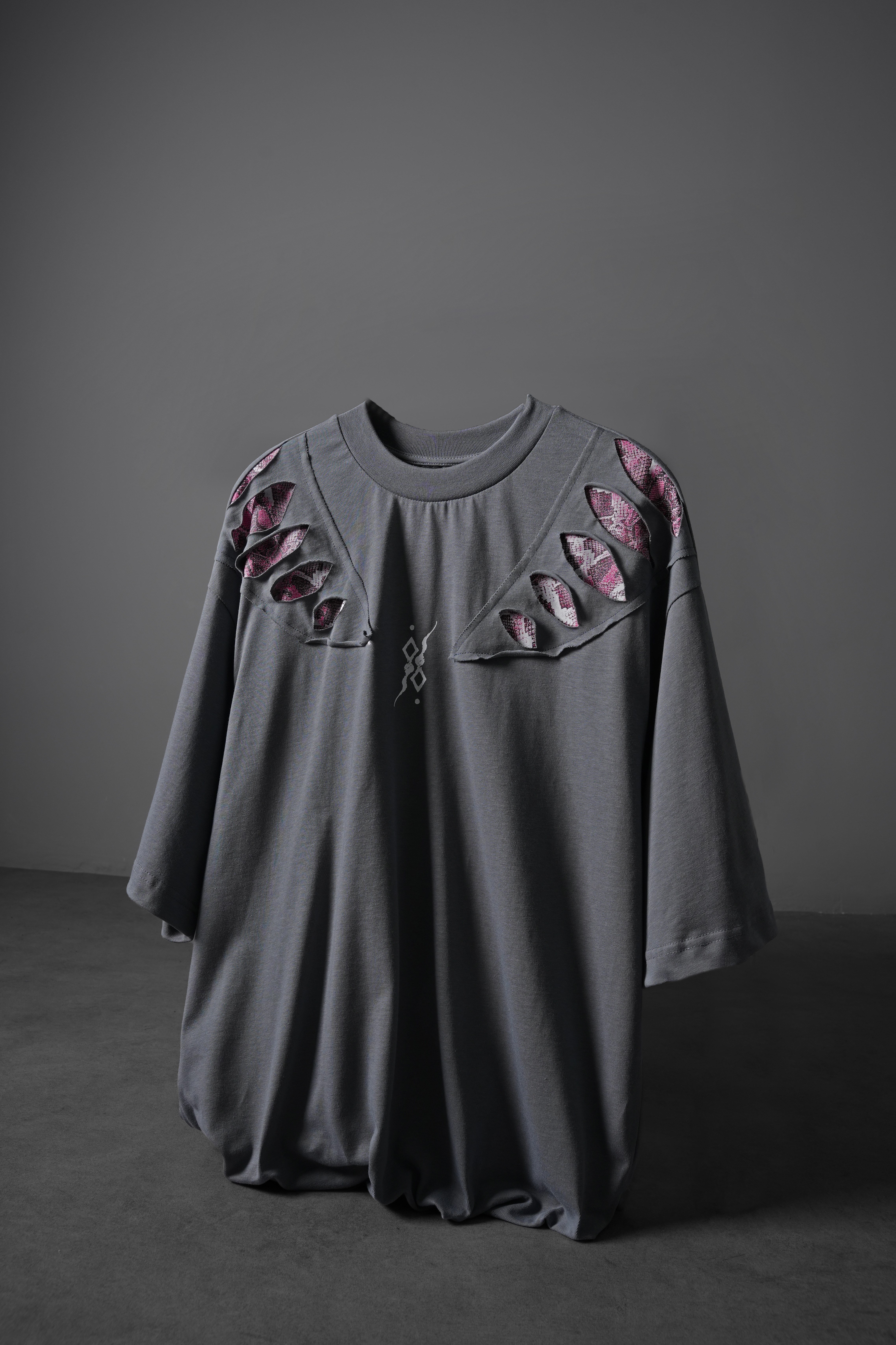 Erkek Füme Spine Efektli Baskılı Oversize Tshirt