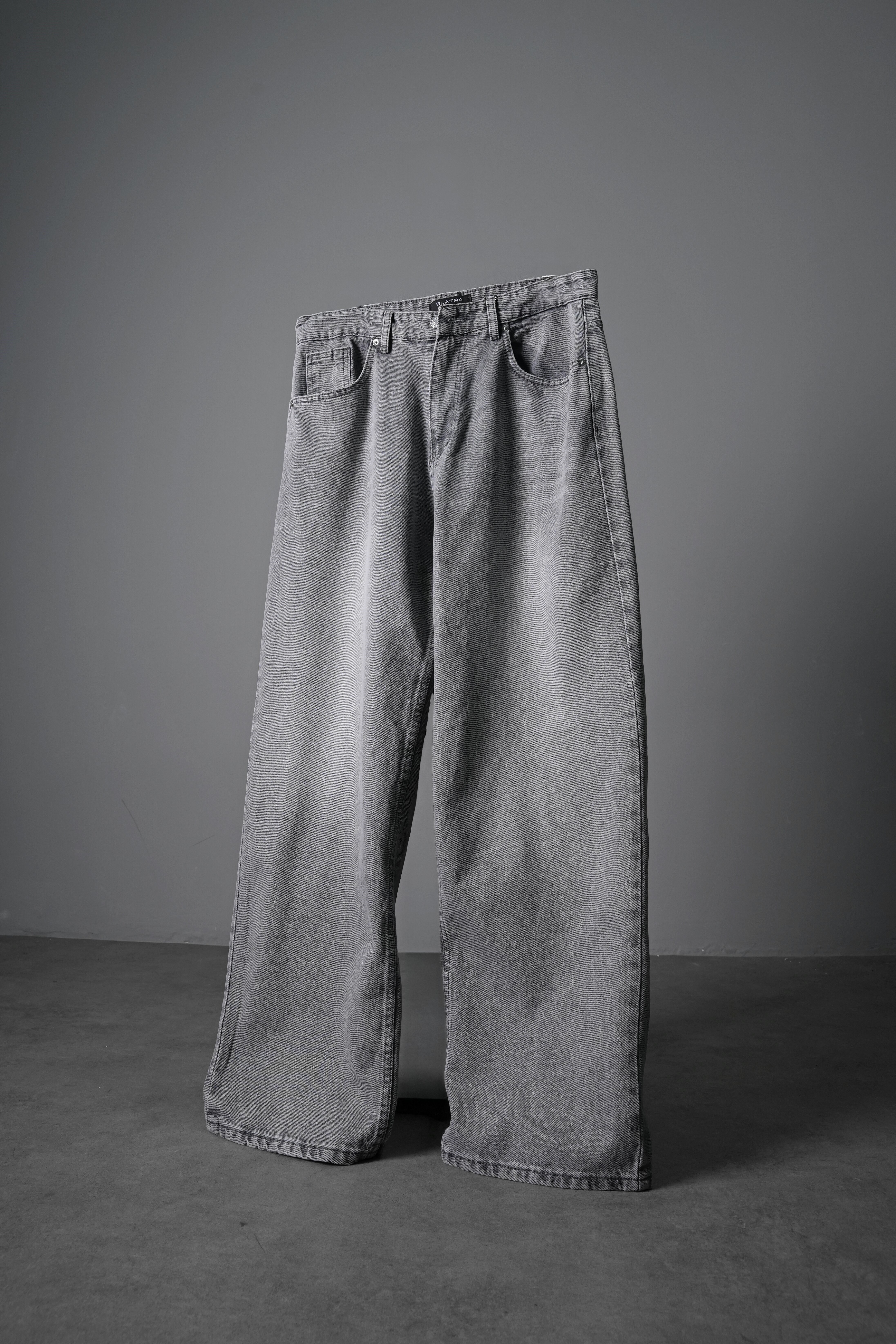 Erkek Gri Baggy Denim Pantolon