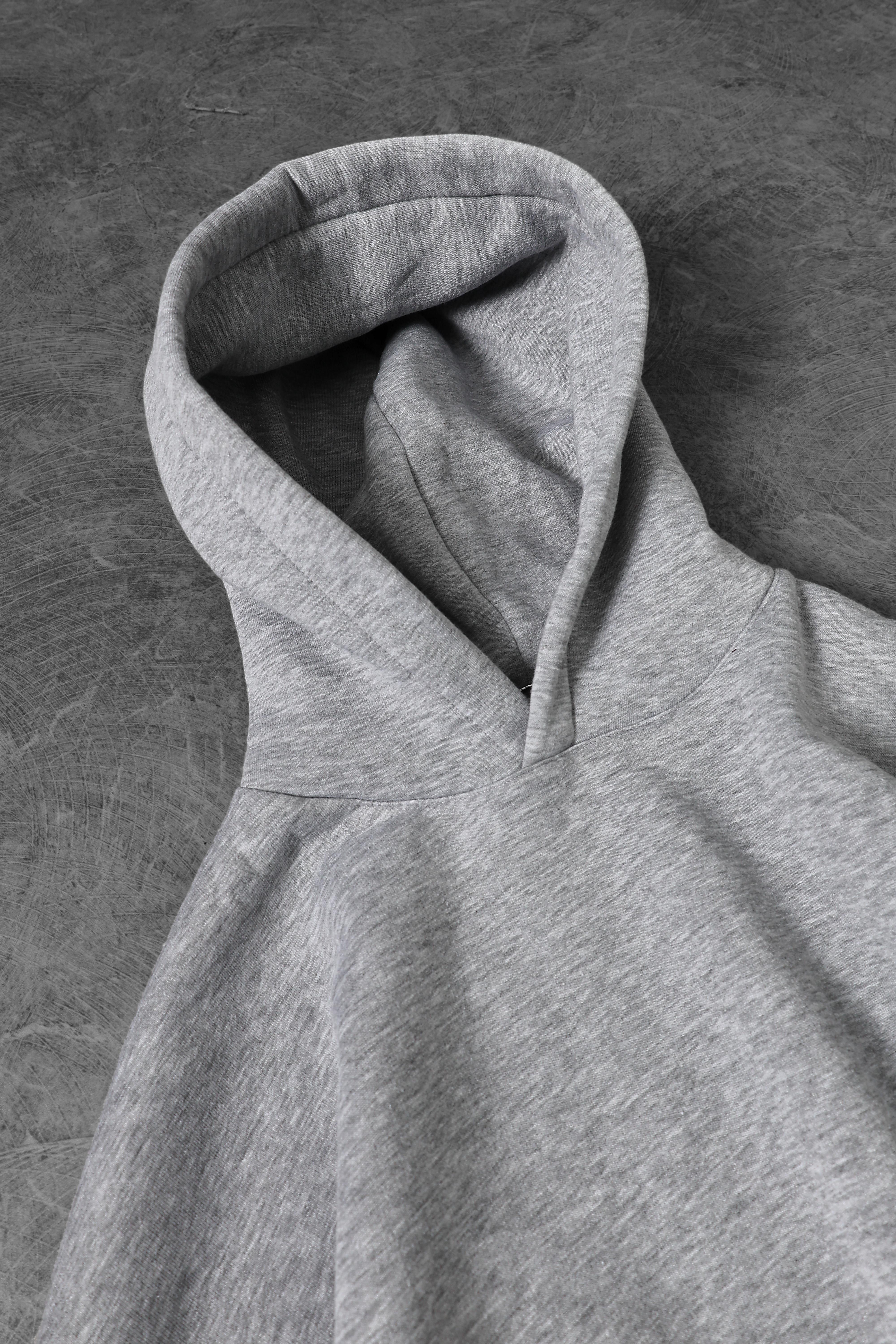 Erkek Gri Basic Kapüşonlu Oversize Sweatshirt